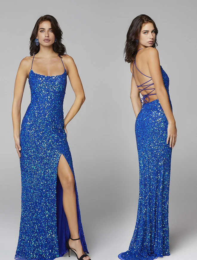 Primavera Couture 3290 Size 14 Royal Prom Dress Sequins Backless - Image 8