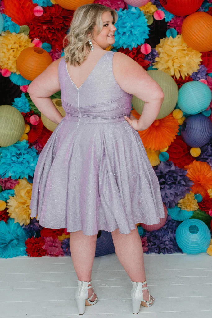 Sydney's Closet SC8117 Size 26 Orchid Homecoming Dress V Neckline Cocktail Dress Plus Sized - Image 2