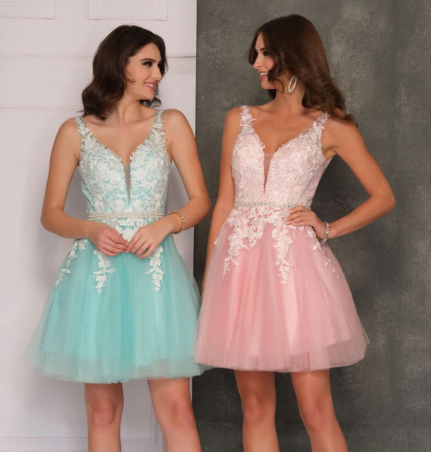 Dave & Johnny 8341 Size 16 Royal Short Lace Tulle Fit & Flare Cocktail Dress Homecoming Rhinestone Gown - Image 3