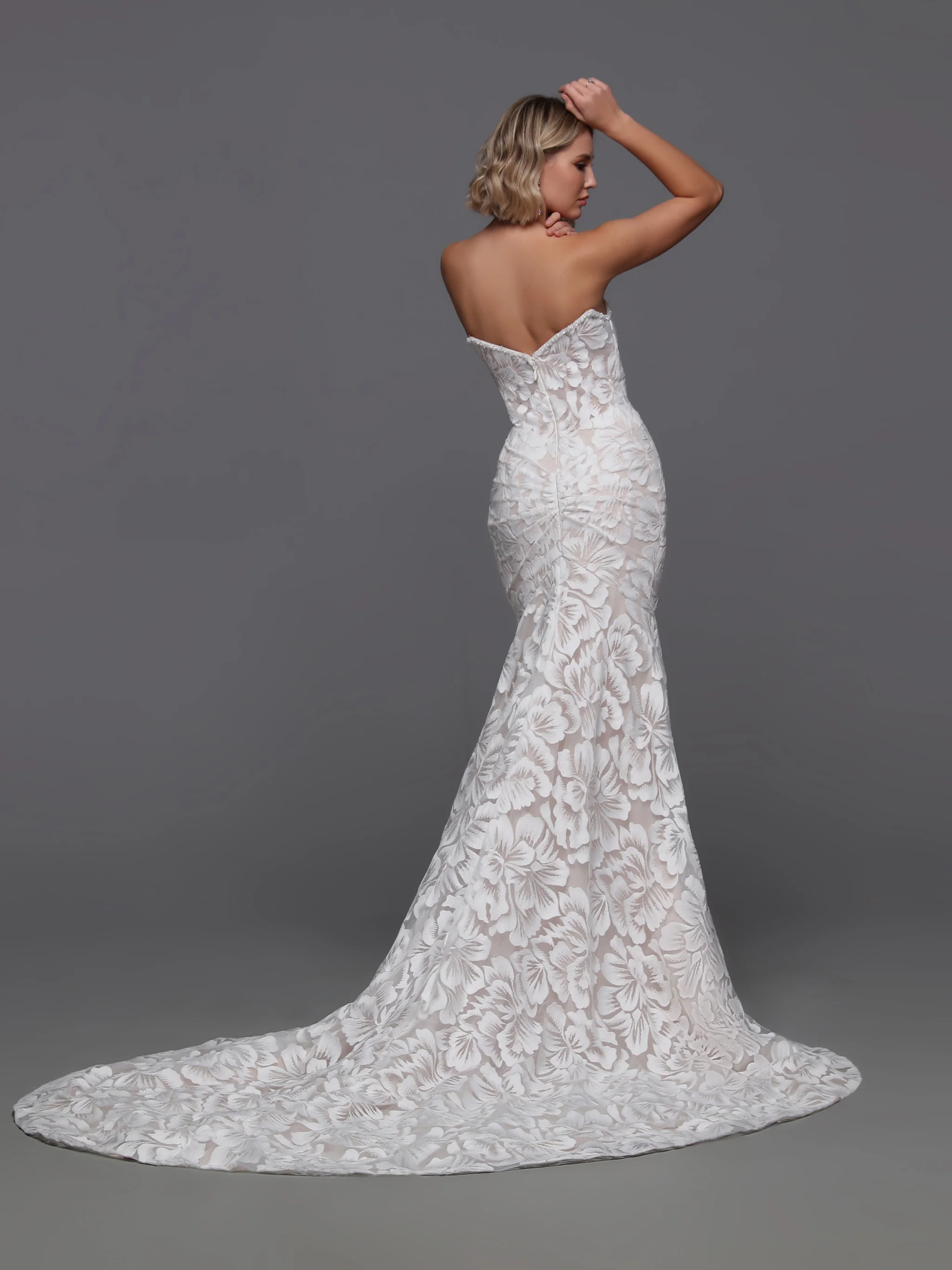 Davinci 50870 Embroidered Lace Wedding Dress Strapless Mermaid Beaded Bridal Gown - Image 2