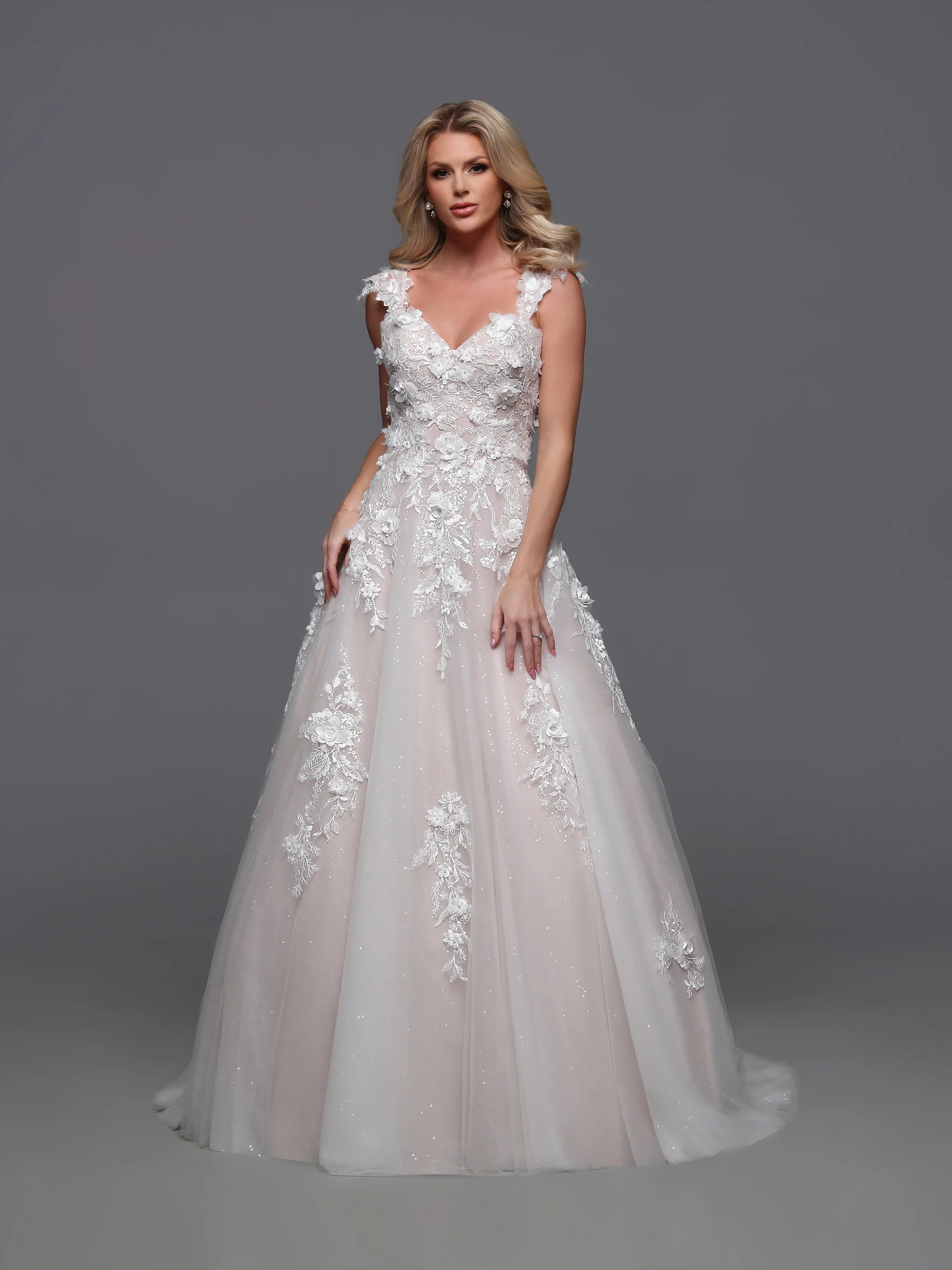 Davinci 50883 A Line Lace Wedding Dress Detachable off shoulder sleeve corset bridal gown - Image 4