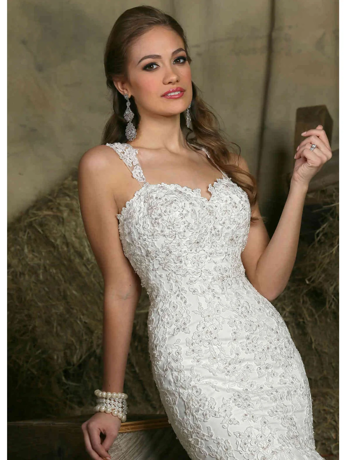 Davinci Bridal 50330 SZ 12 Lace Mermaid Wedding Dress Bridal Gown Sheer Back - Image 3