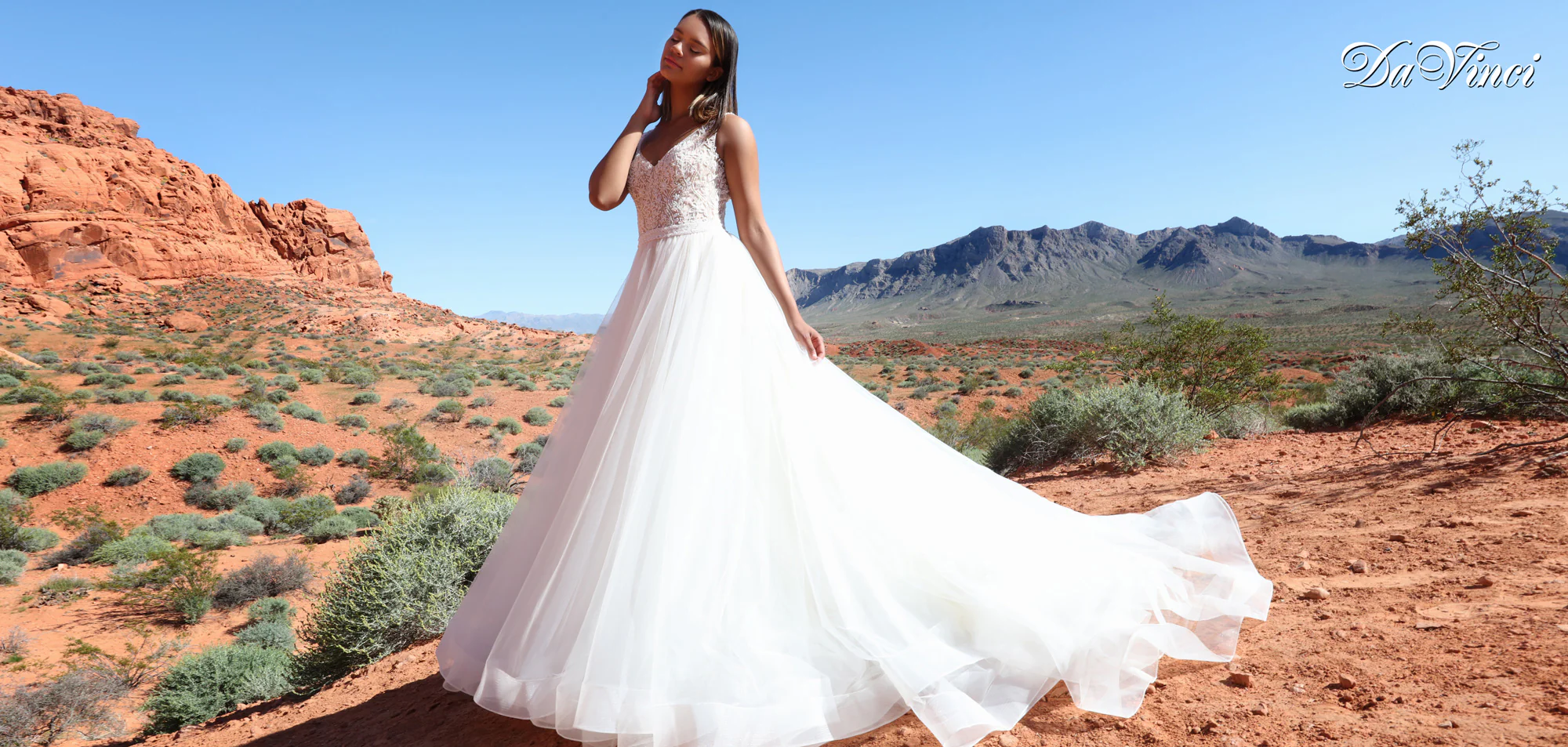 Davinci Bridal 50440 Long Tulle Ballgown Beaded Sheer Bodice Wedding Dress - Image 3