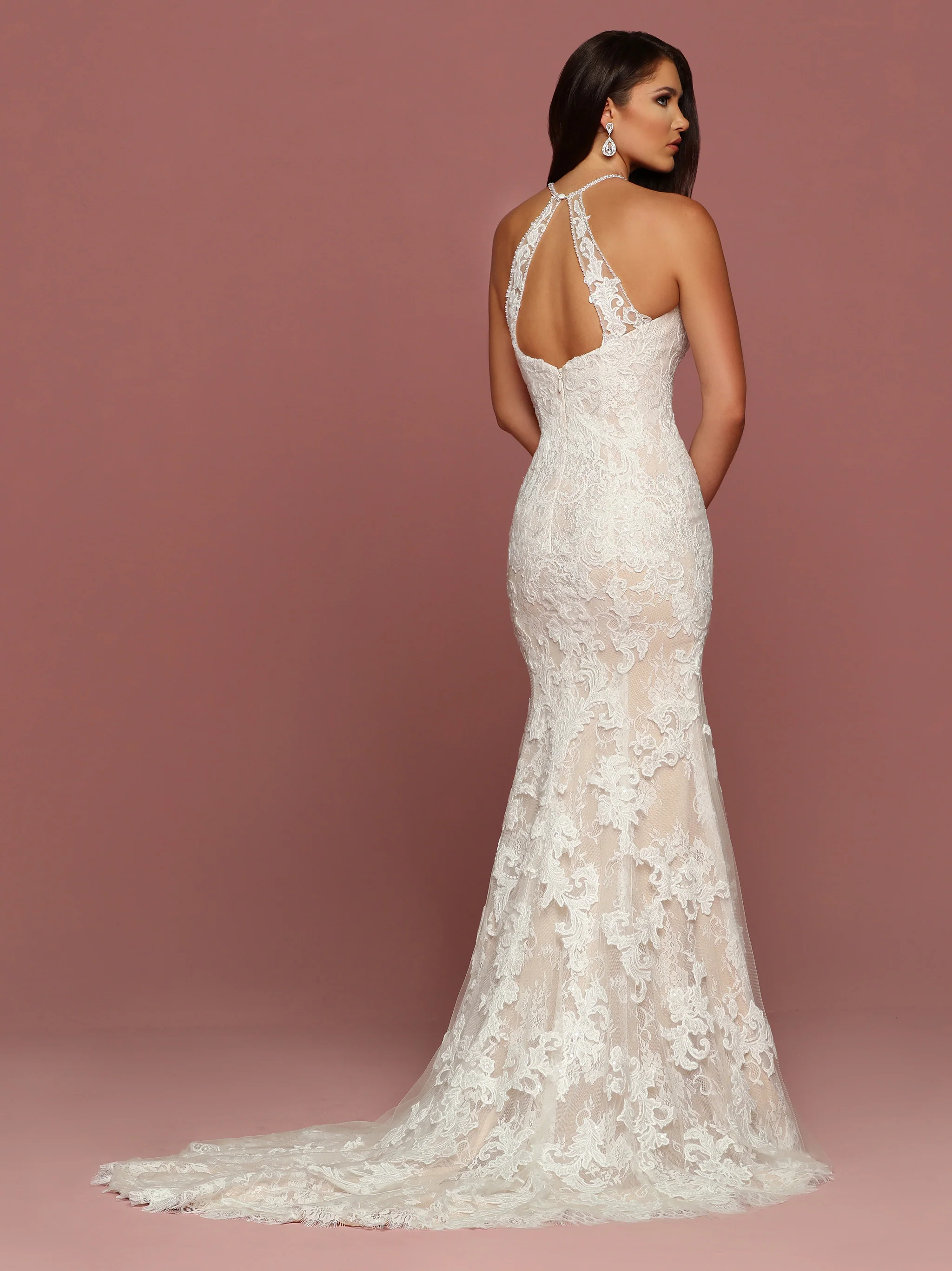 Davinci Bridal 50500 Fitted Sheer Lace Illusion Wedding Dress Keyhole Open Back - Image 4