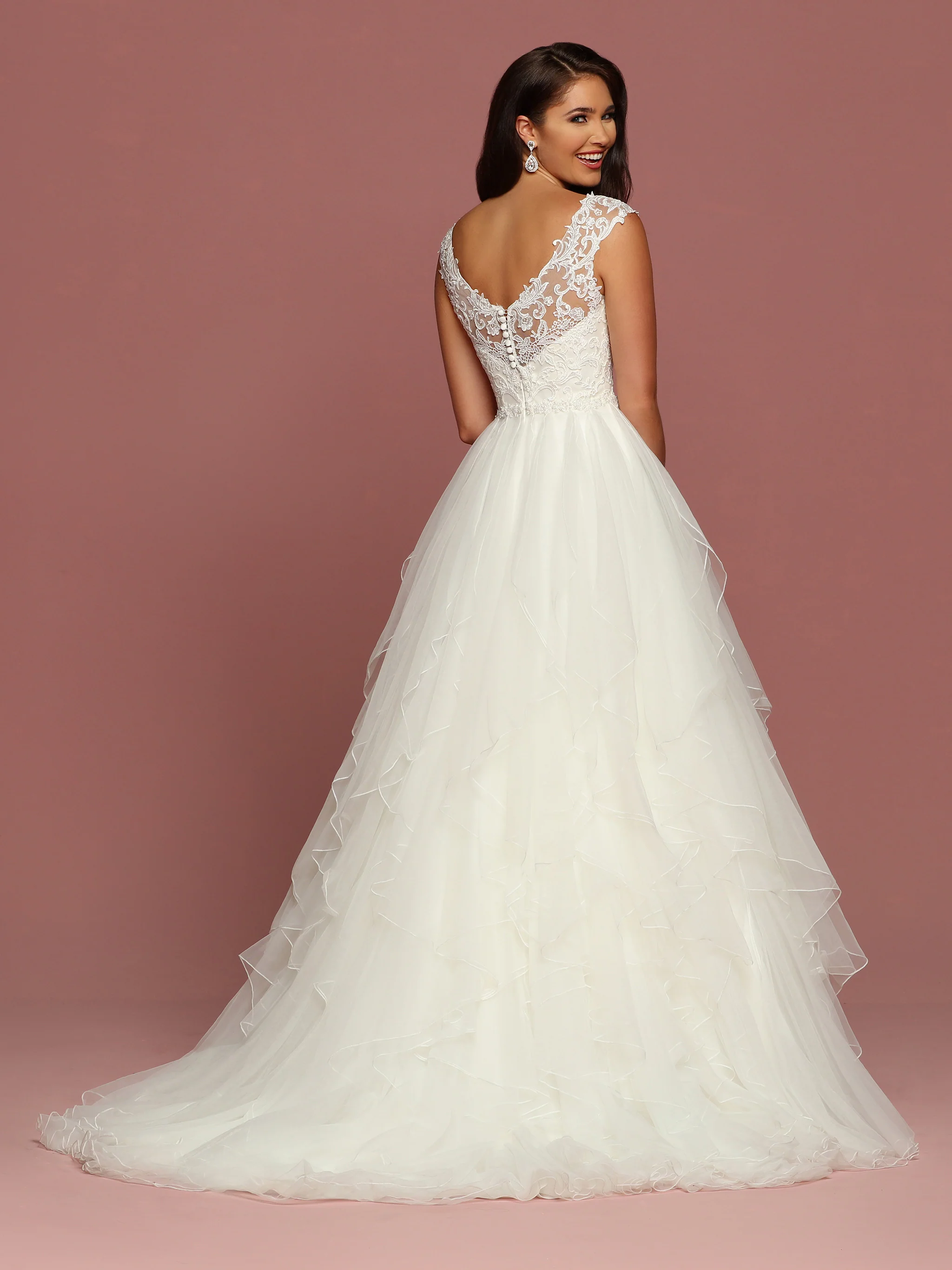 Davinci Bridal 50501 Ruffle Layer Tulle Ballgown Wedding Dress Sheer Lace Gown - Image 2