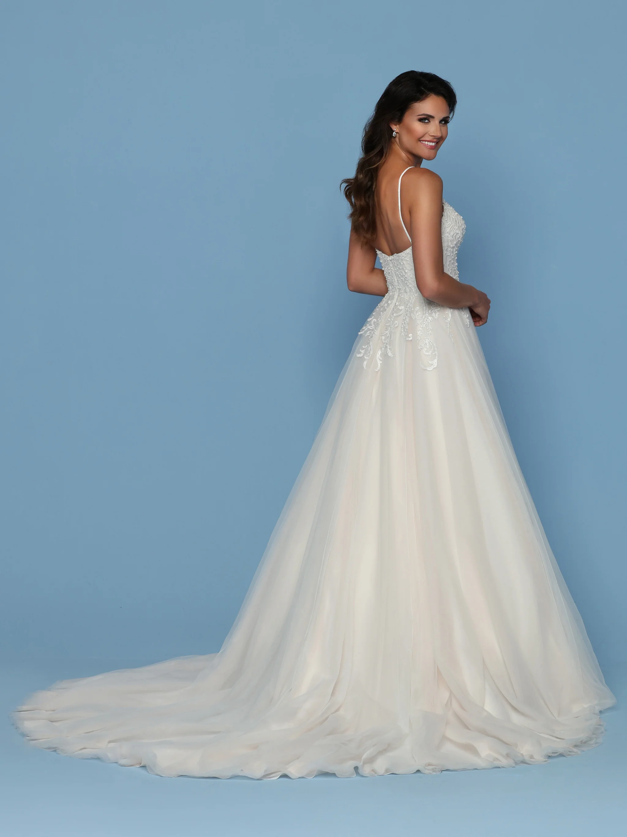 Davinci Bridal 50569 Beaded Lace Tulle Ballgown Wedding Dress Sweetheart Train - Image 2