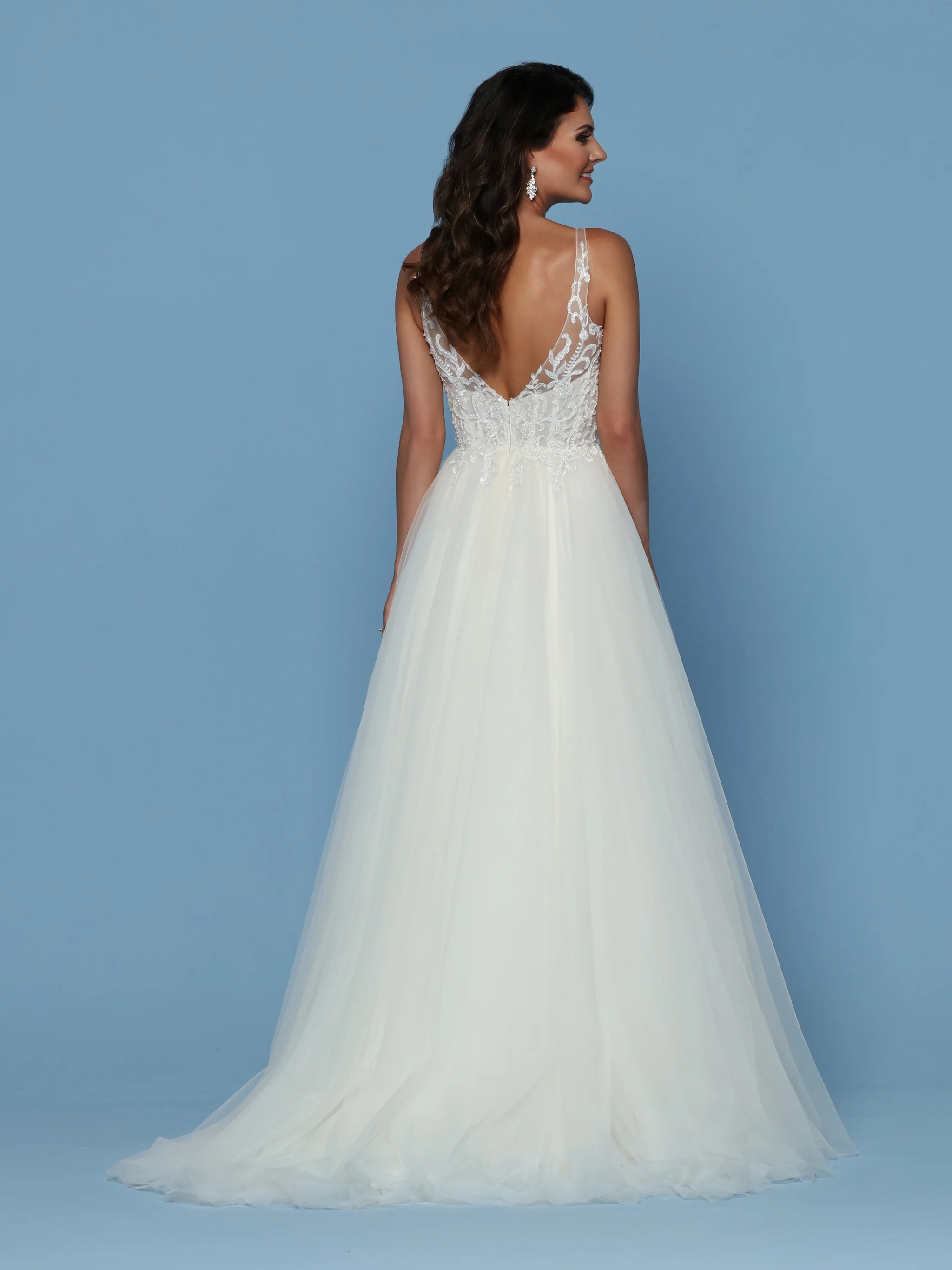 Davinci Bridal 50571 Embellished Lace A Line Ballgown Wedding Dress Illusion Straps - Image 2