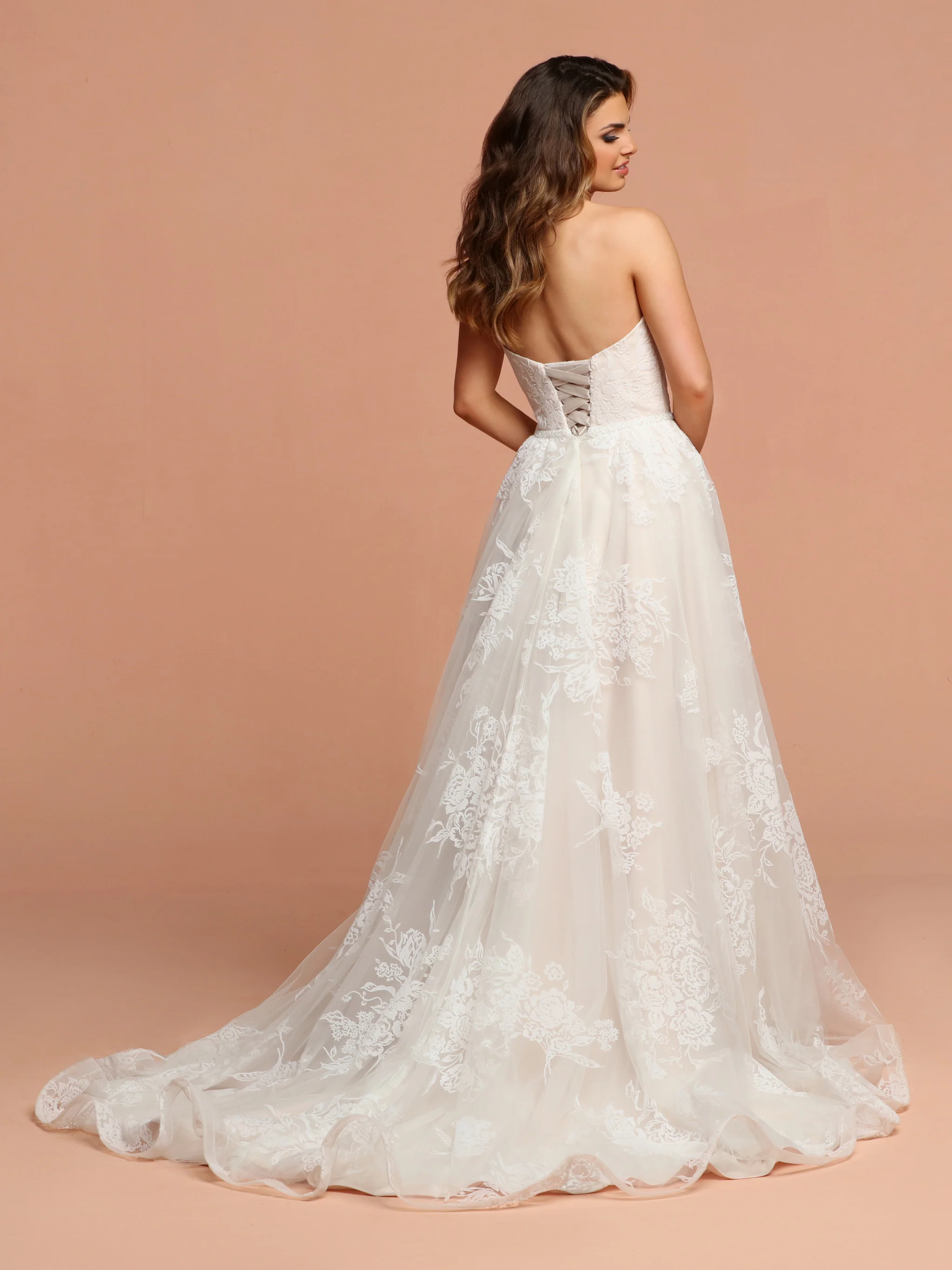 Davinci Bridal 50599 Floral Velvet A Line Strapless Wedding Dress Corset Gown - Image 2