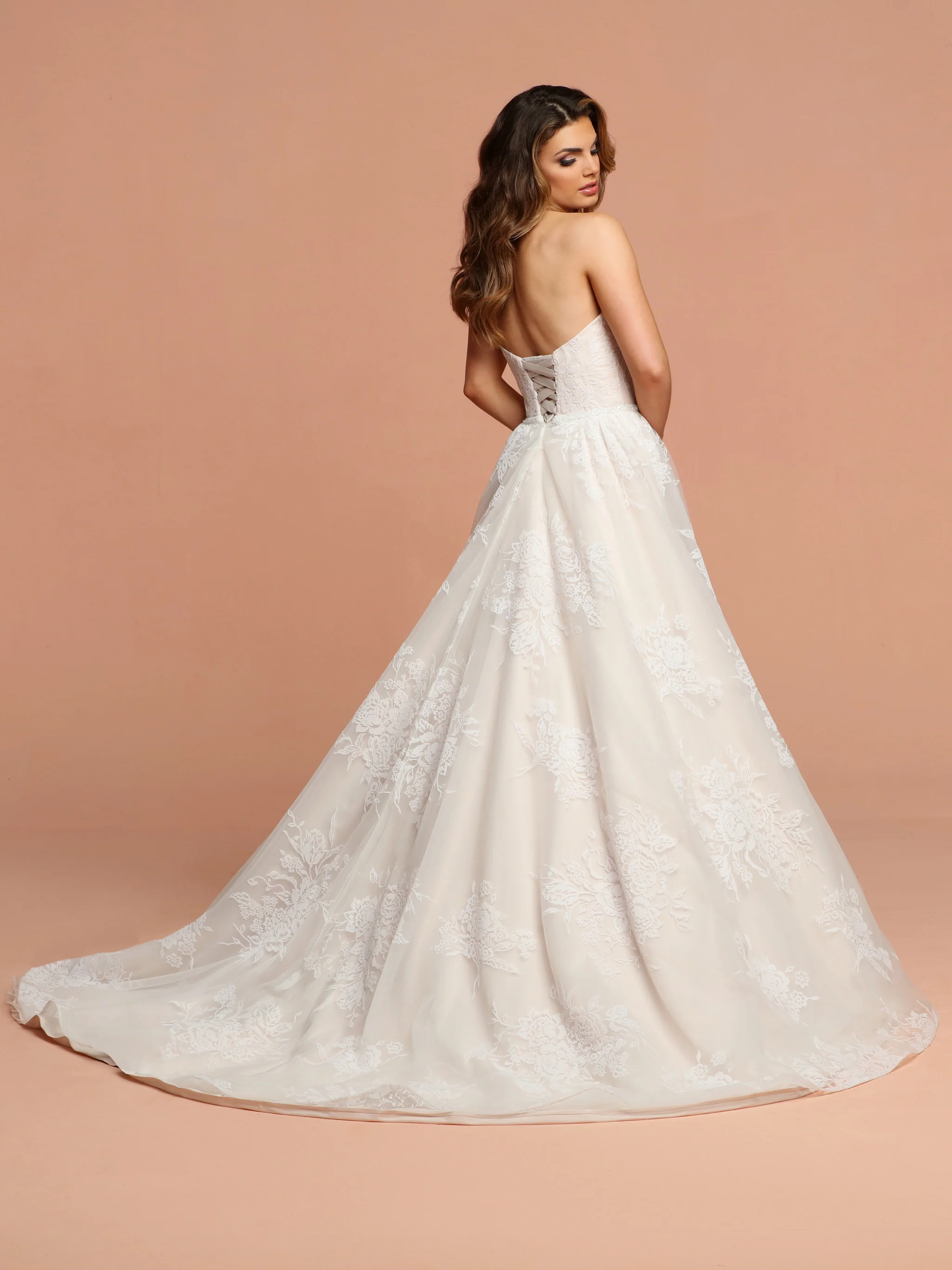 Davinci Bridal 50599 Floral Velvet A Line Strapless Wedding Dress Corset Gown - Image 3