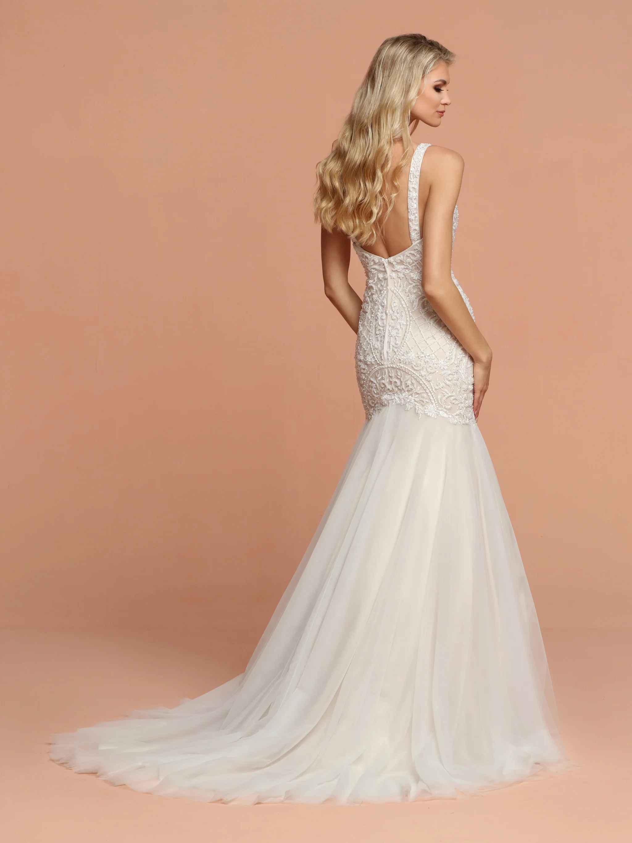 Davinci Bridal 50600 Fitted Mermaid Tulle Beading Wedding Dress Long Gown Bridal - Image 2