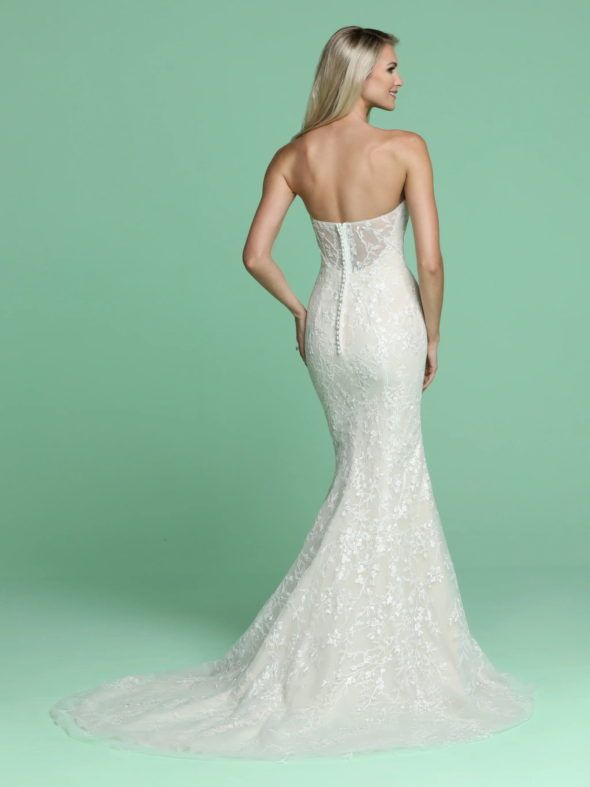 Davinci Bridal 50617 Long Fit & Flare Embroidered Wedding Dress Sheer Lace - Image 2