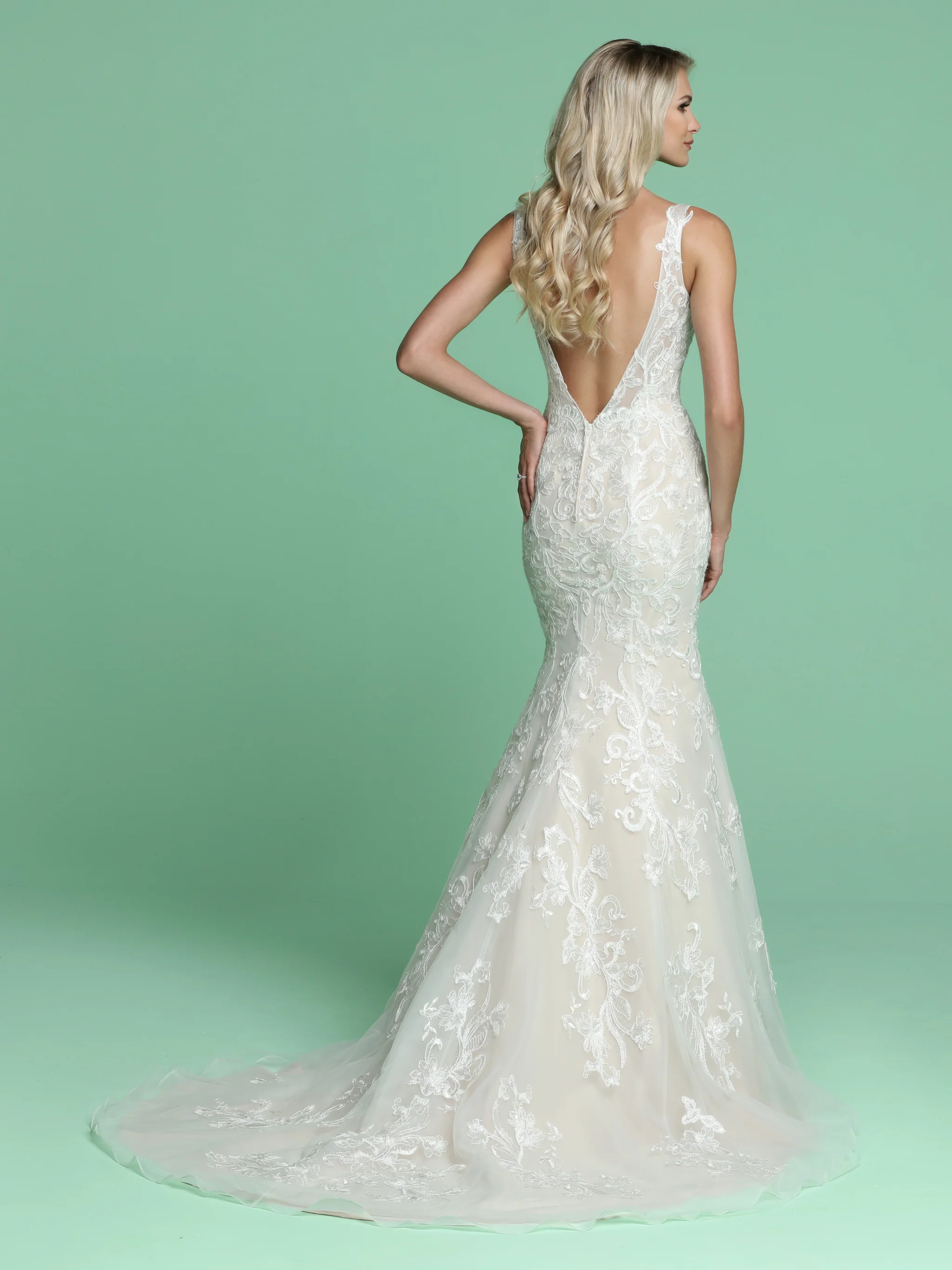 Davinci Bridal 50624 Long Lace Mermaid Wedding Dress Backless Gown Bridal - Image 2