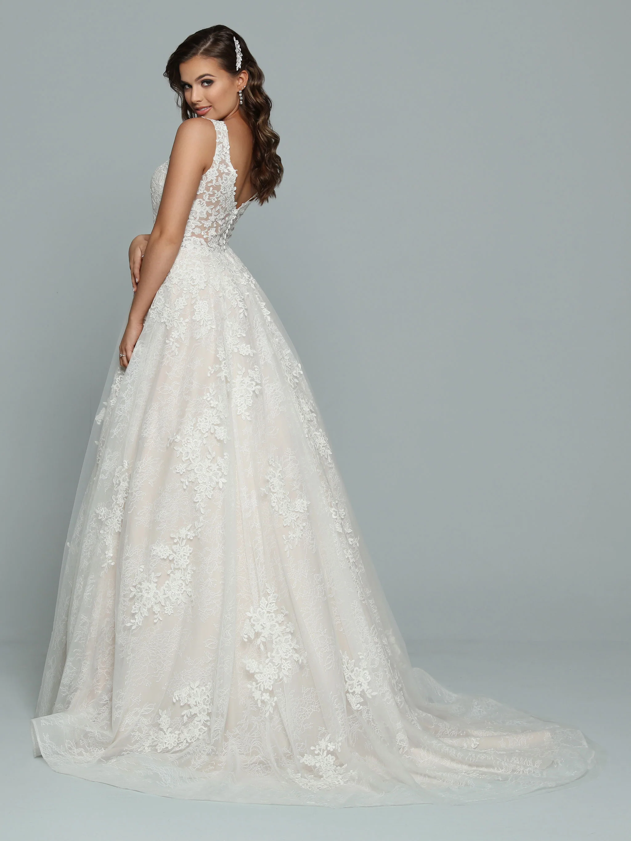 Davinci Bridal 50675 A Line Lace Ballgown Wedding Dress Bridal Gown Sheer high neck - Image 2