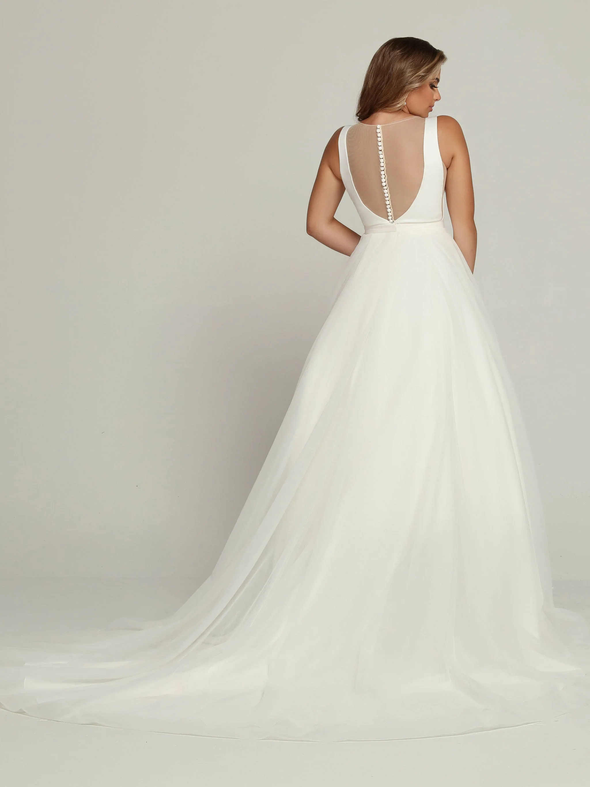Davinci Bridal 50685 Size 8  White Tea length Ballgown removable skirt wedding dress Bridal Gown Tulle - Image 3