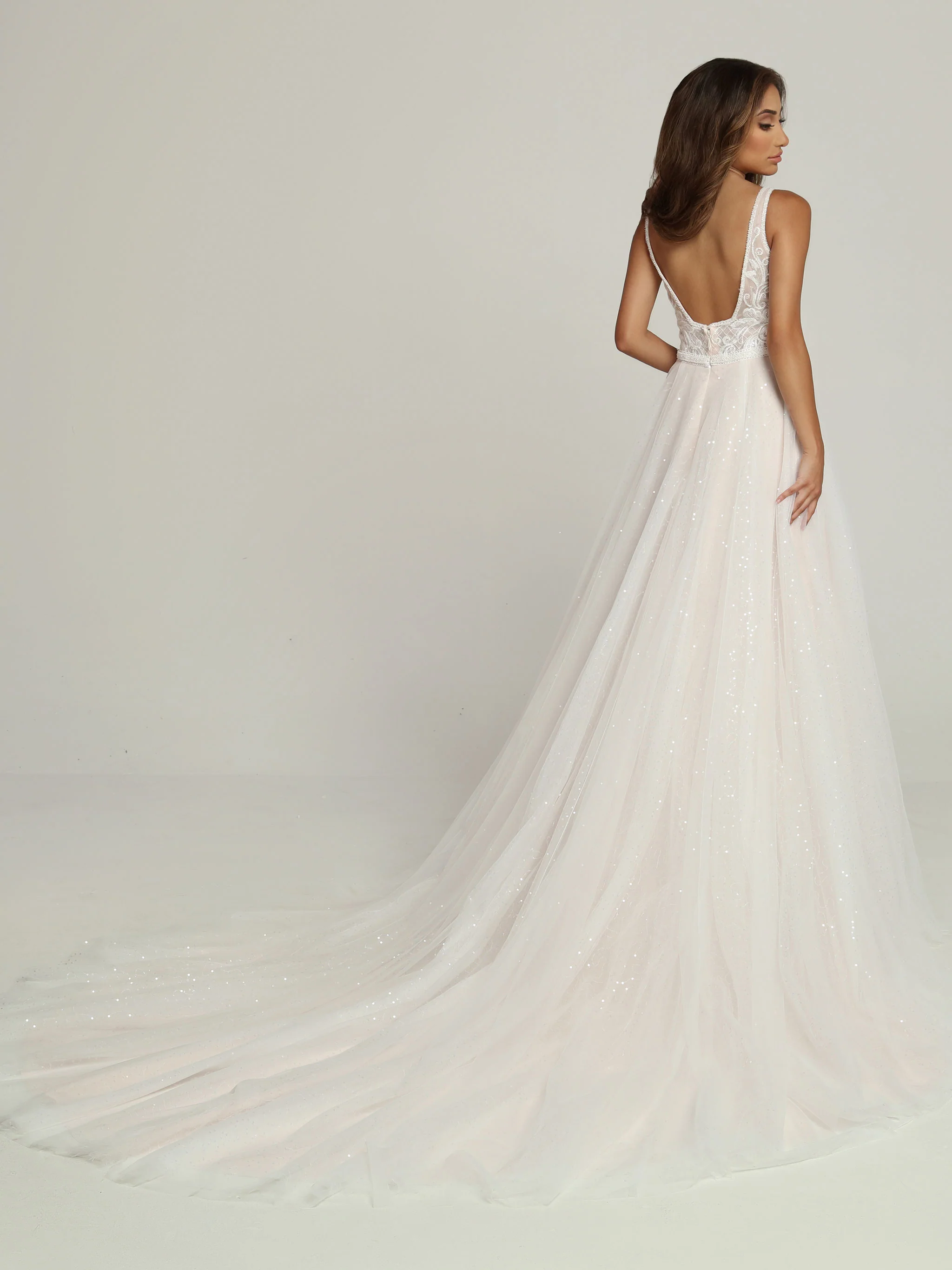 Davinci Bridal 50691 Sheer Beaded Bodice Sequin Ballgown A Line Wedding Dress Bridal Gown - Image 2