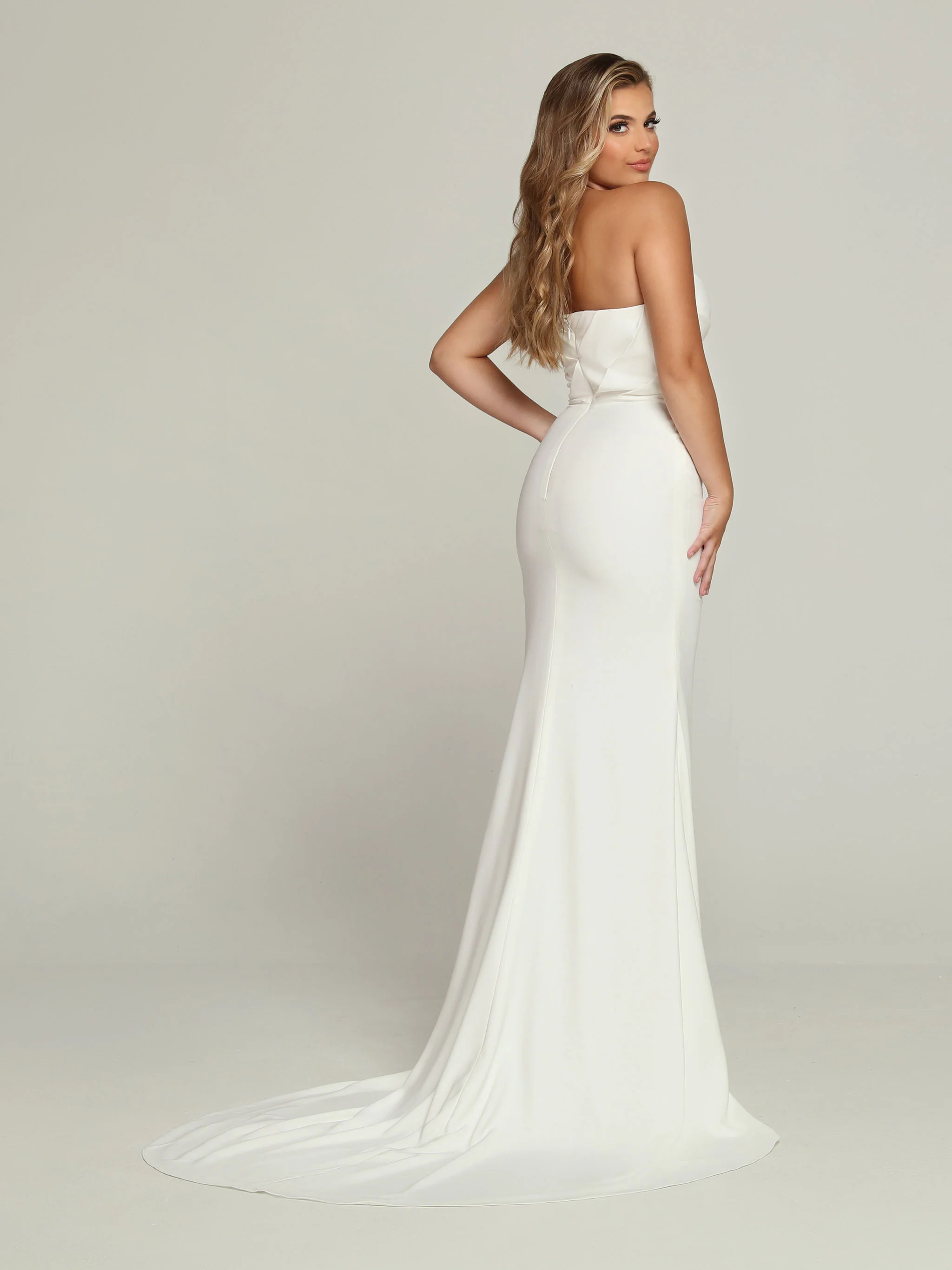 Davinci Bridal 50697 Destination Fitted Satin Wedding Dress Overskirt Bridal Gown Simple - Image 3