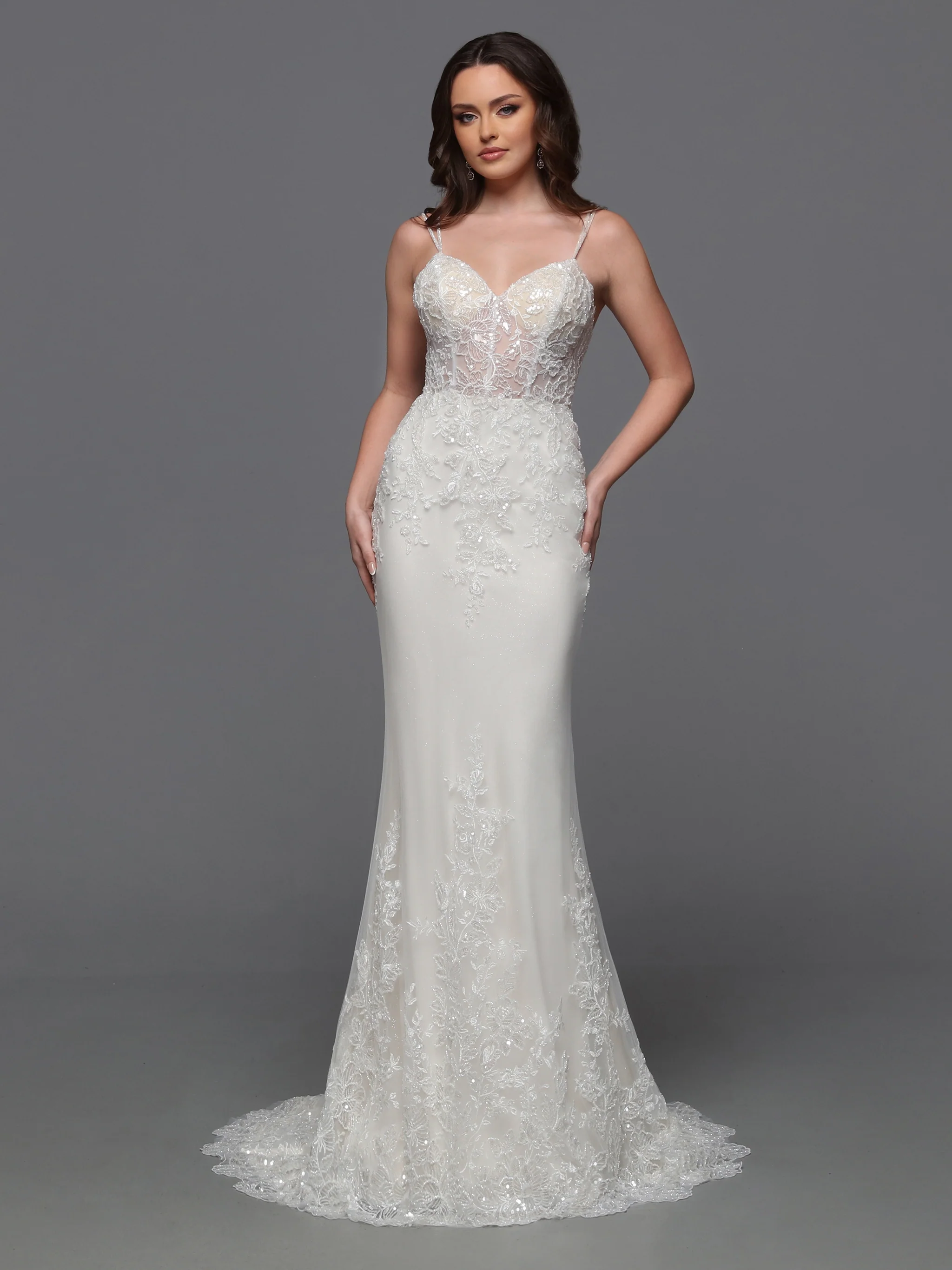 Davinci Bridal 50843 Size 12 Ivory Beaded Wedding Dress Detachable Overskirt Sequin Bridal Gown - Image 2