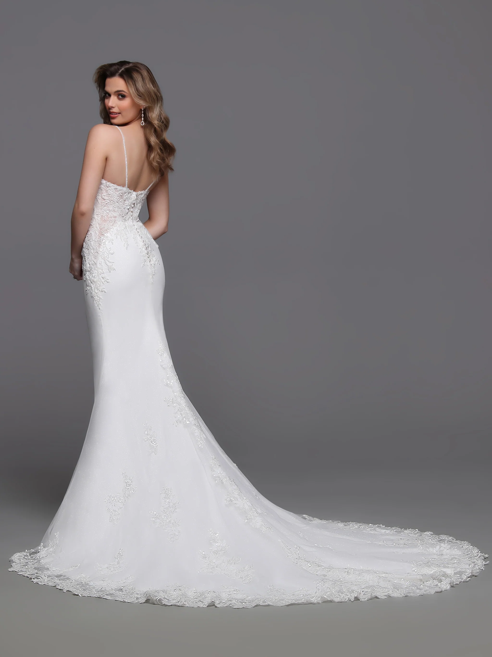 Davinci Bridal 50880 Size 2 Ivory Beaded Lace Tulle Wedding Dress Button Scoop Neck Bridal Gown - Image 2