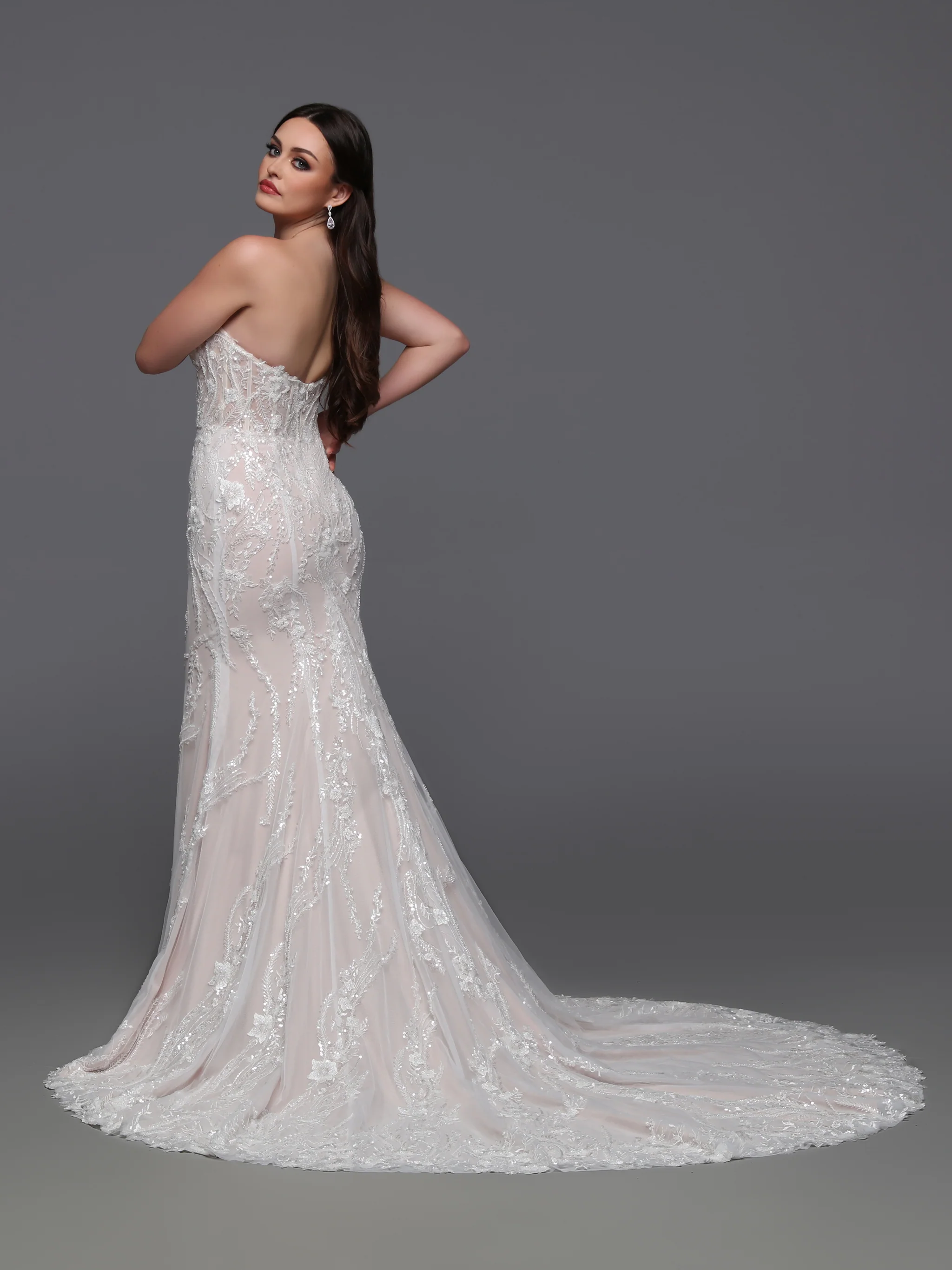Davinci Bridal 50933 Size 8 Ivory Beaded Lace Wedding Dress Sheer Corset Mermaid Bridal Gown - Image 2