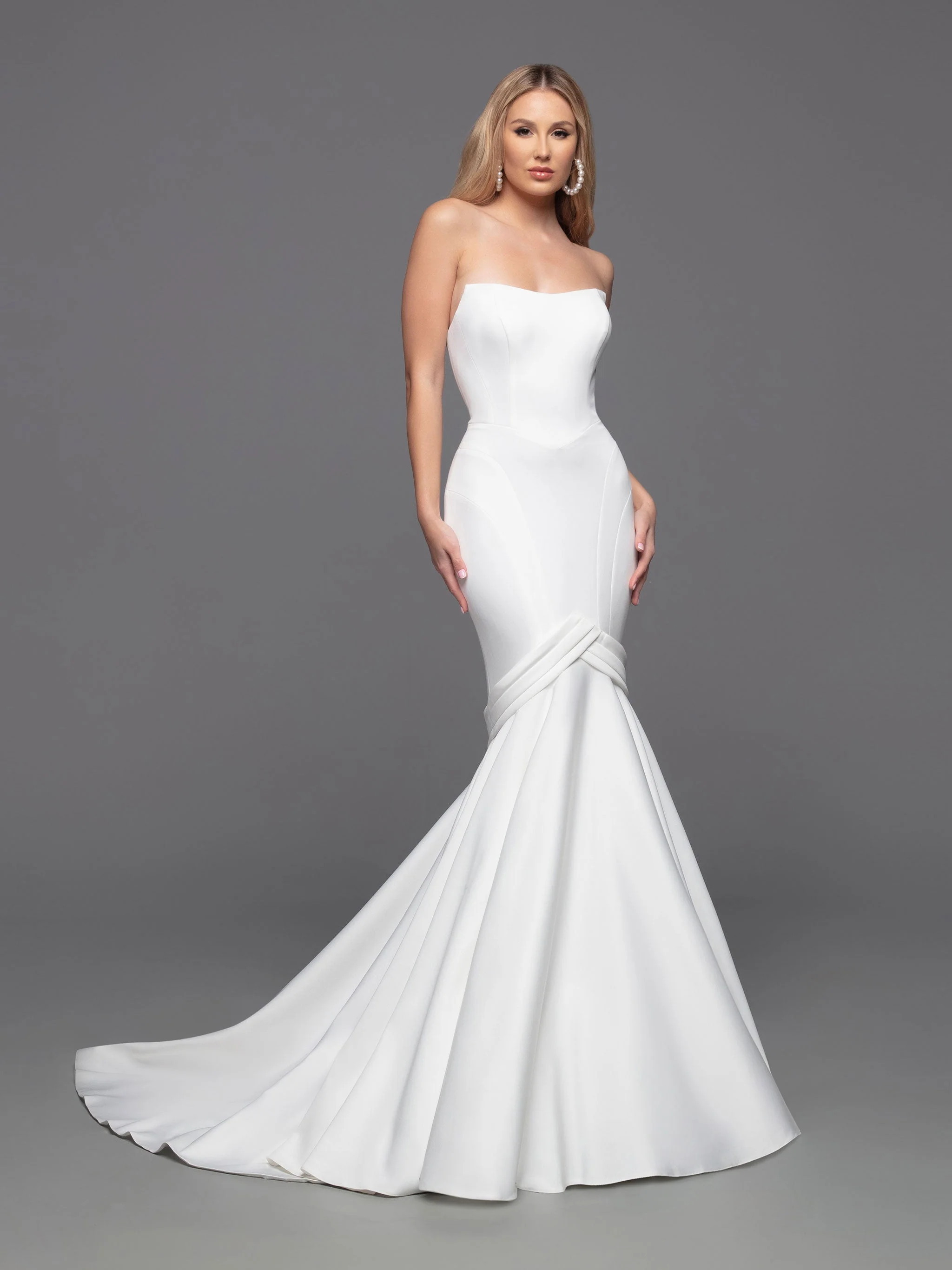 Davinci Bridal Gown 50816 Long Fitted Mermaid Wedding Dress Pointed strapless - Image 3