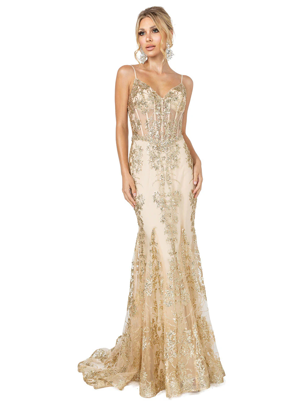 DQ 4118 Size 8 INK Sheer Corset Sequin Prom Dress Mermaid - Image 14