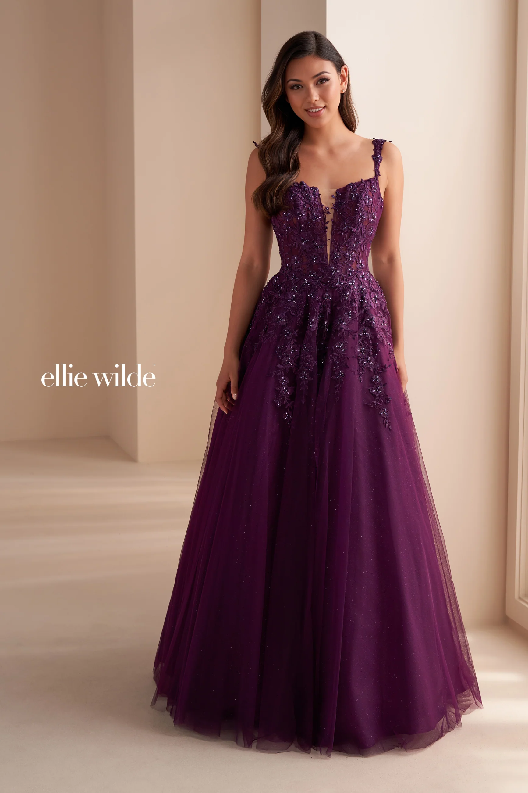 Ellie Wilde EW120014 Lace Shimmer Ballgown Prom Dress - Image 14
