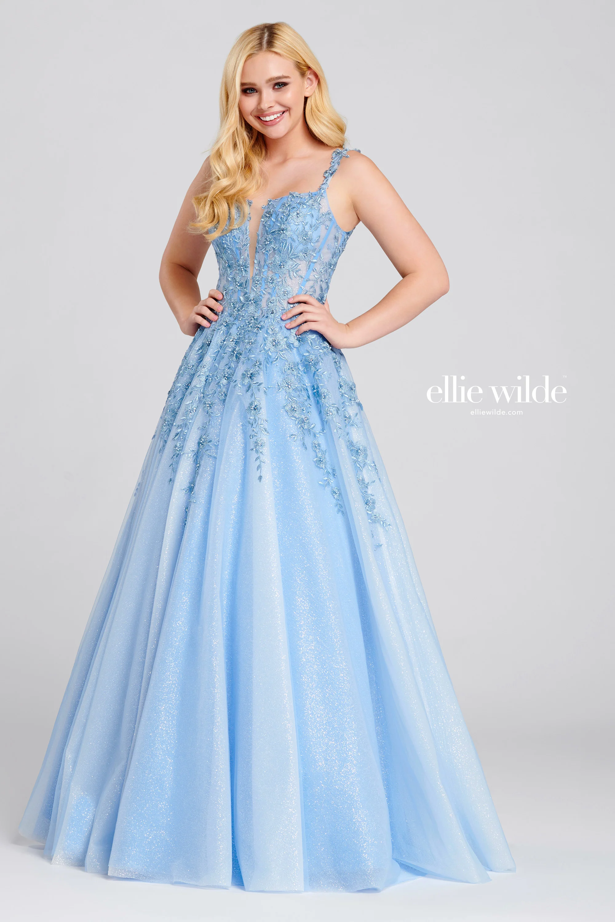 Ellie Wilde EW120014 Lace Shimmer Ballgown Prom Dress - Image 4