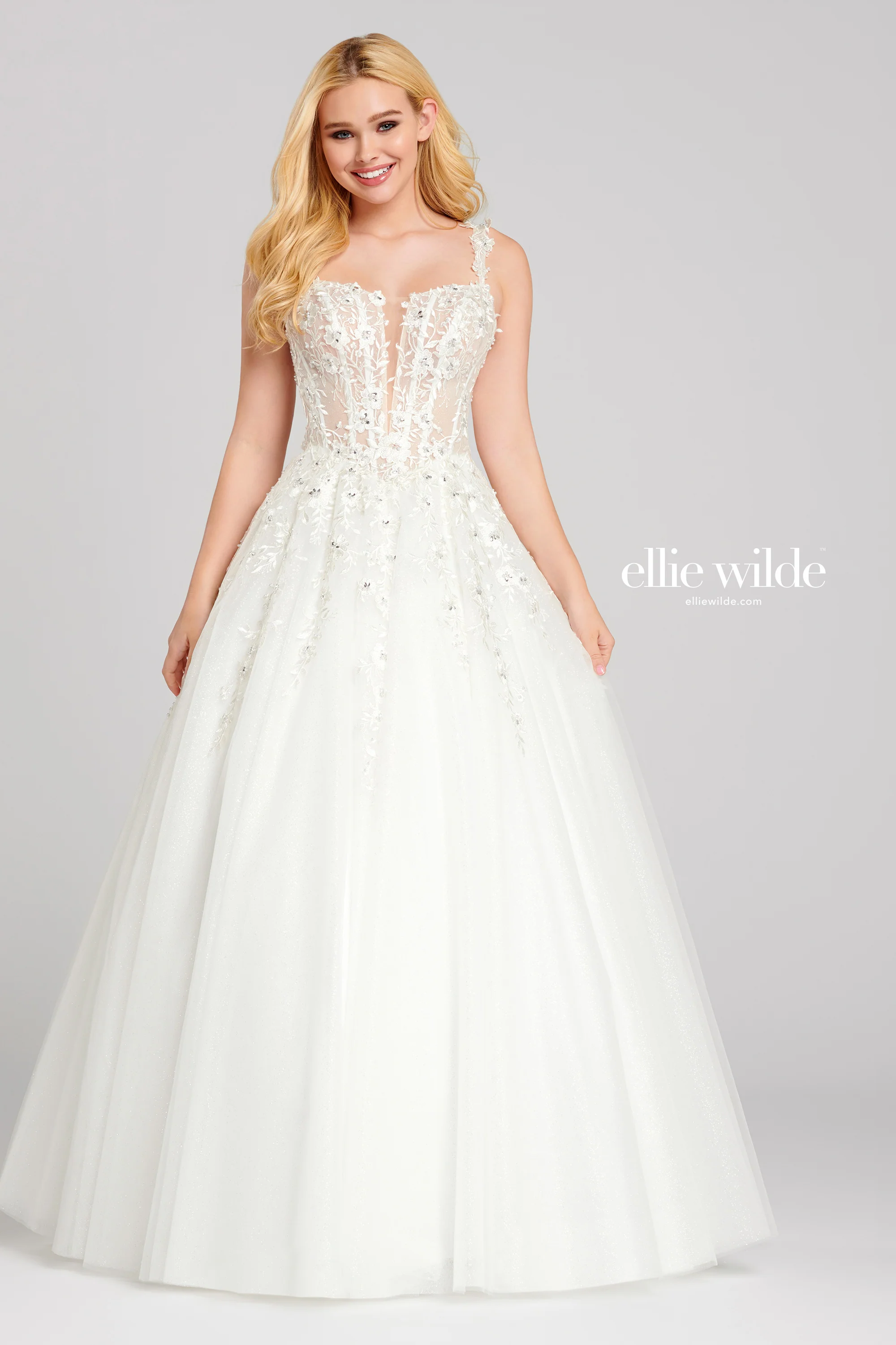 Ellie Wilde EW120014 Lace Shimmer Ballgown Prom Dress - Image 5