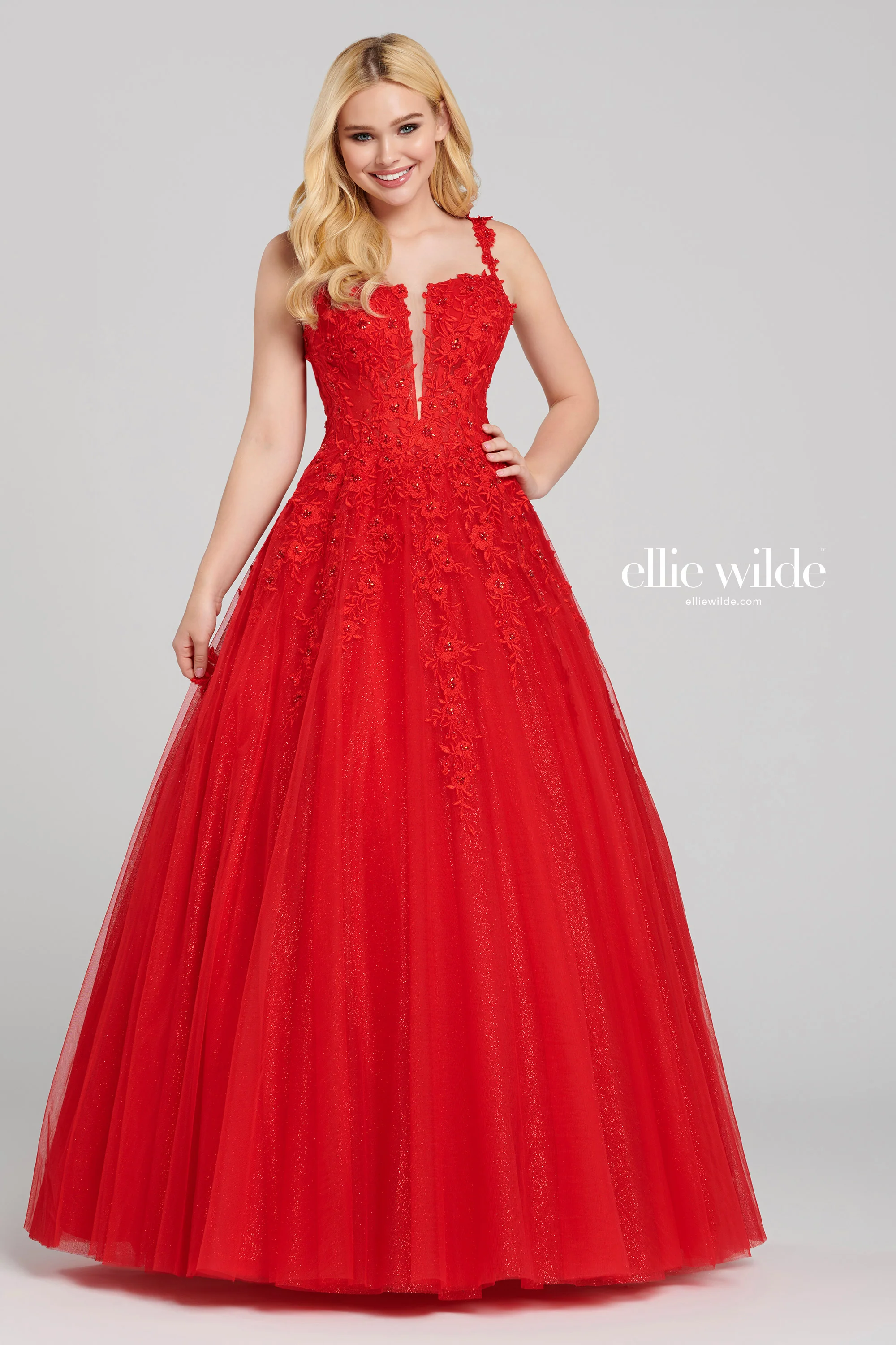 Ellie Wilde EW120014 Lace Shimmer Ballgown Prom Dress - Image 7
