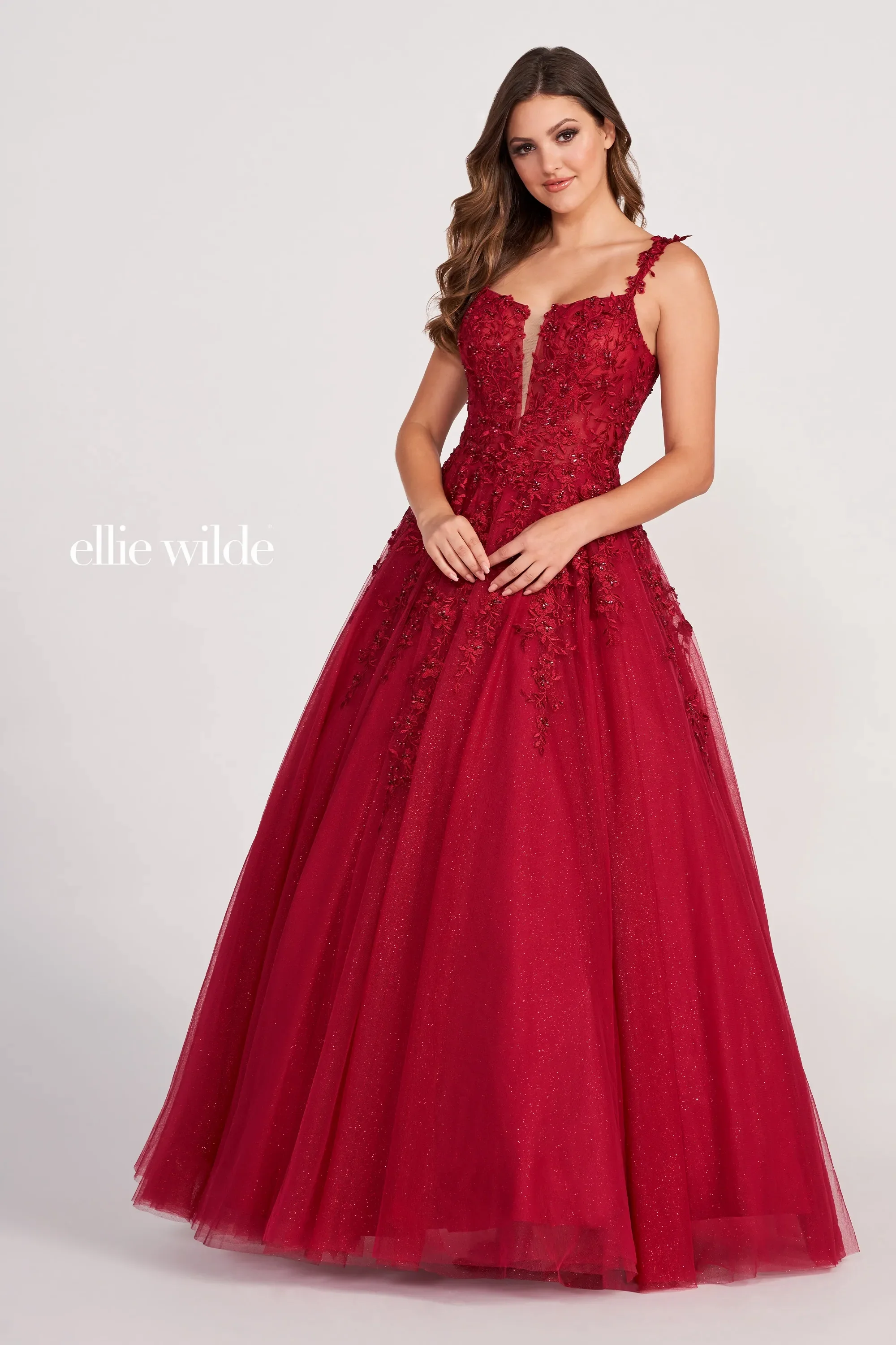 Ellie Wilde EW120014 Lace Shimmer Ballgown Prom Dress - Image 9