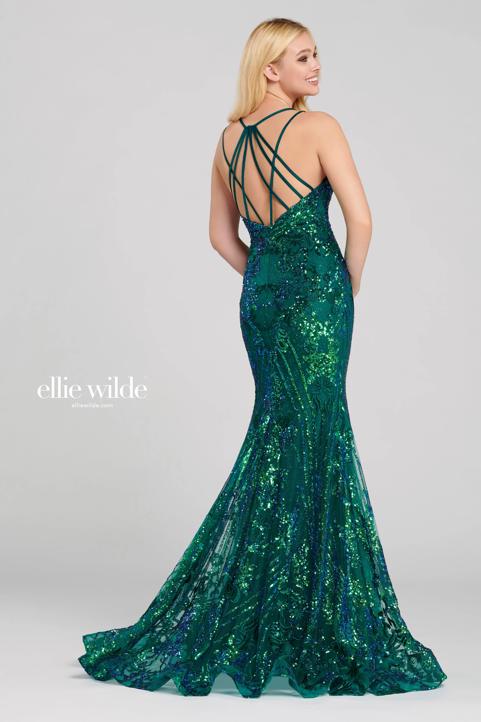 Ellie Wilde EW120028 Size 8 Long Sequin Mermaid Backless Prom Dress Pageant Shimmer - Image 3