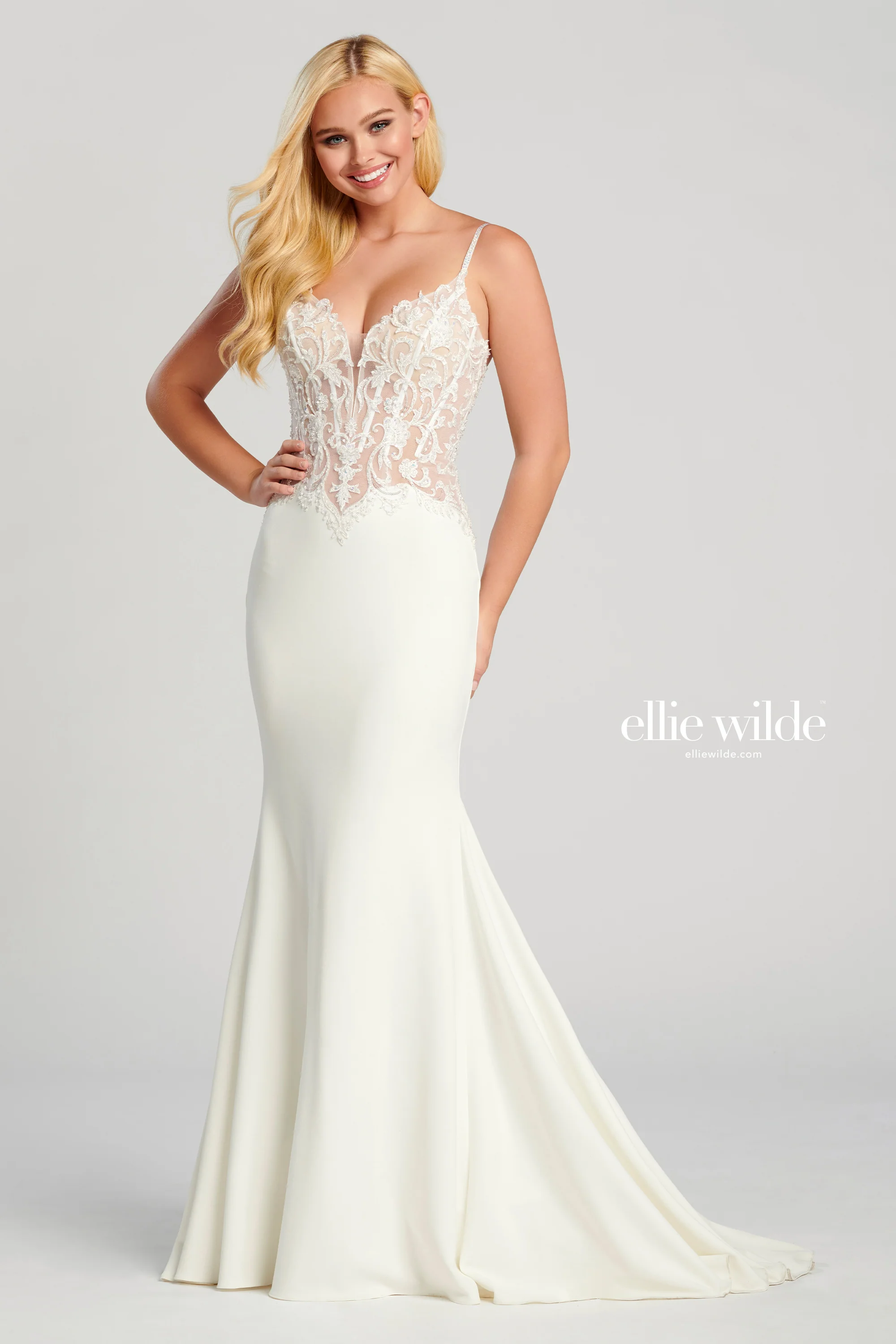 Ellie Wilde EW120084 Size 00 IVORY Corset Prom Dress Bridal Mermaid - Image 3