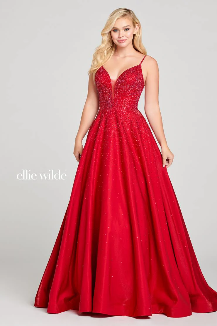 Ellie Wilde EW121005 Size 8 Turquoise Prom Dress Crystal Covered Shimmer Satin Ballgown Corset V Neck - Image 4