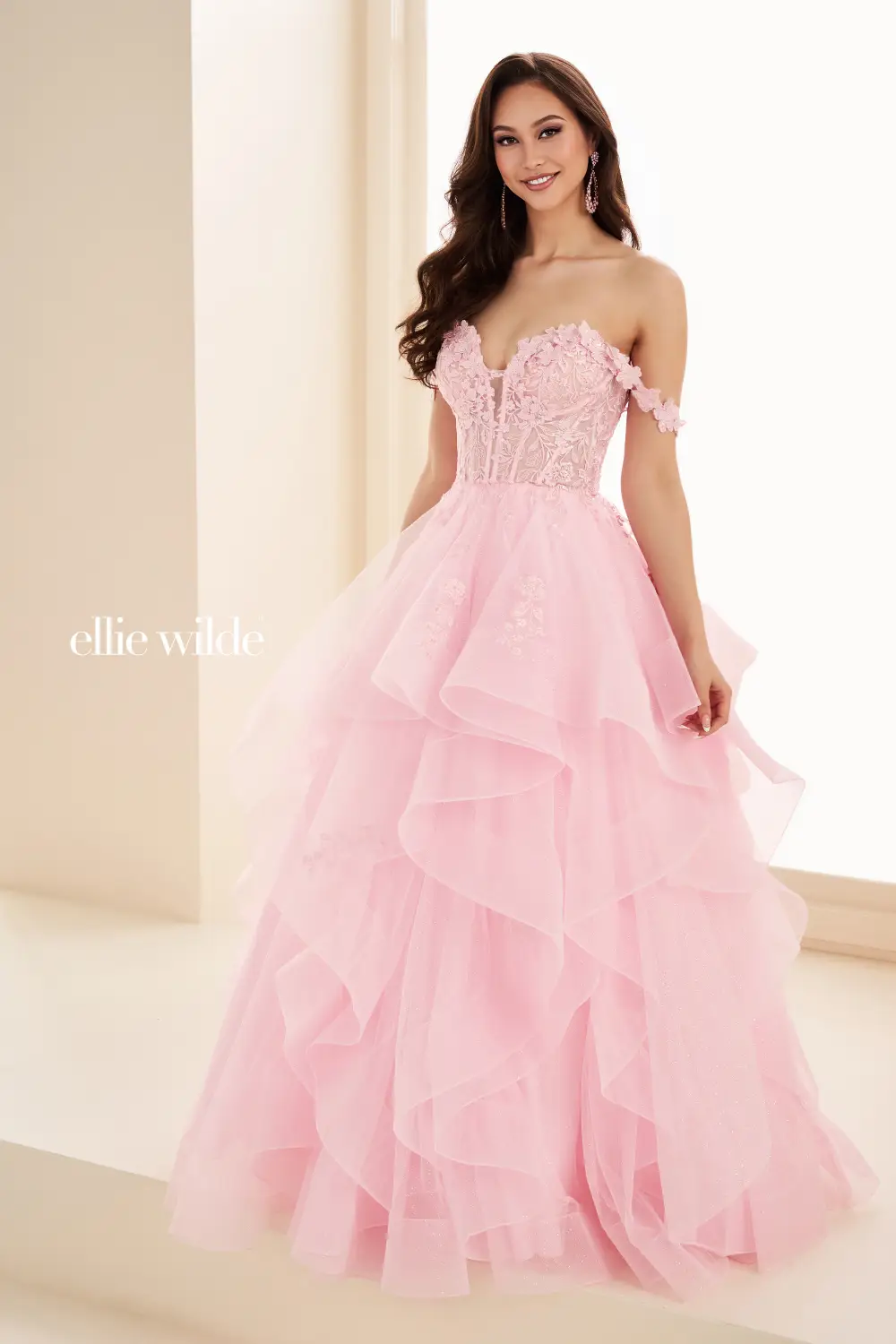 Ellie Wilde EW35084 Size 18 Emerald Ruffle Ballgown Prom Dress - Image 16