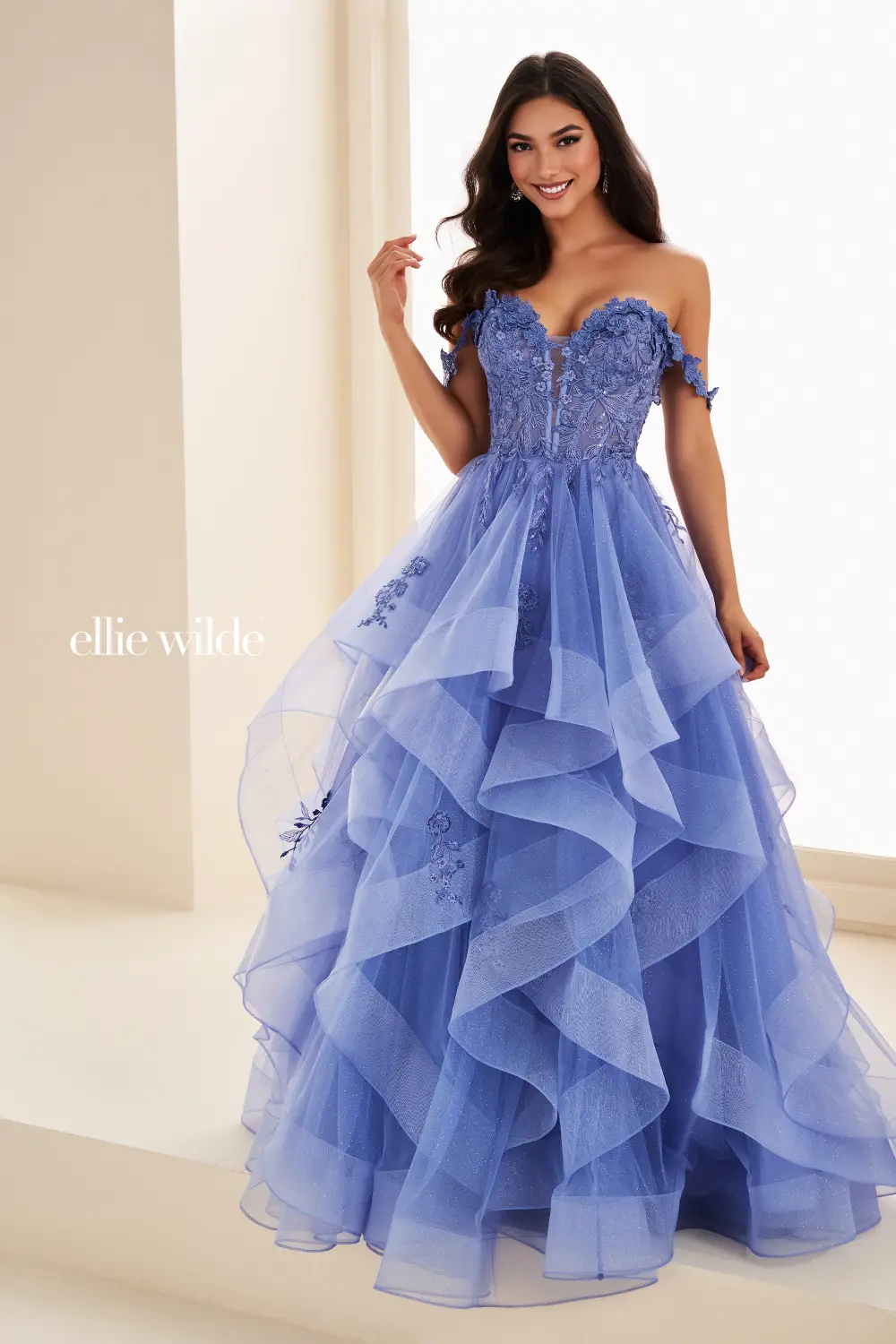 Ellie Wilde EW35084 Size 18 Emerald Ruffle Ballgown Prom Dress - Image 17