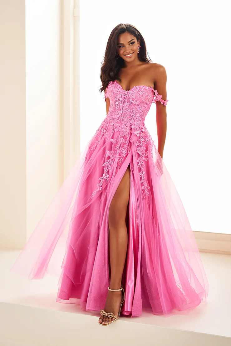 Ellie Wilde EW35101 Sheer Lace Corset Prom Dress Maxi Slit Shimmer Pageant Gown - Image 14