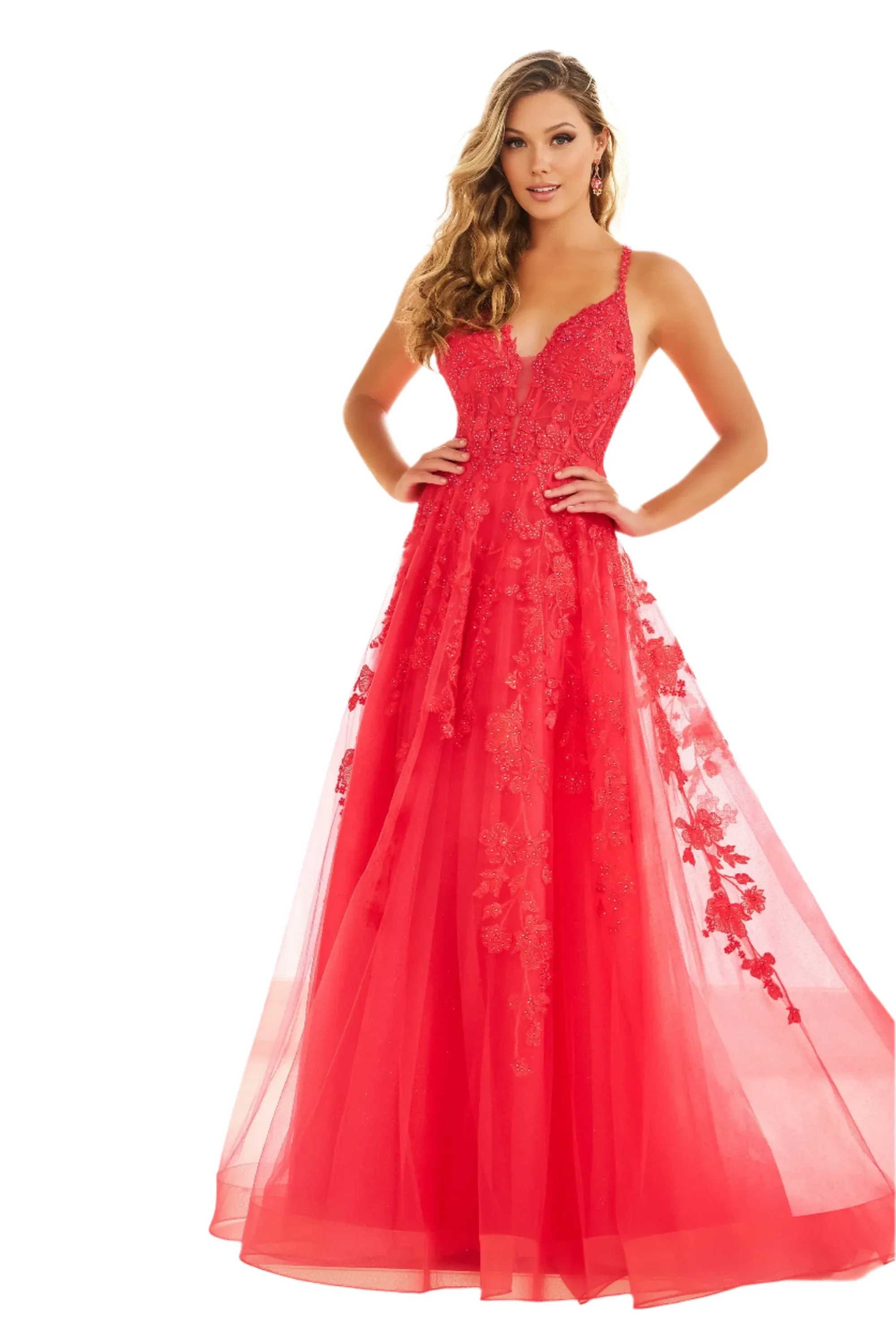 Ellie Wilde EW36015 Size 12 Strawberry Lace Prom Dress