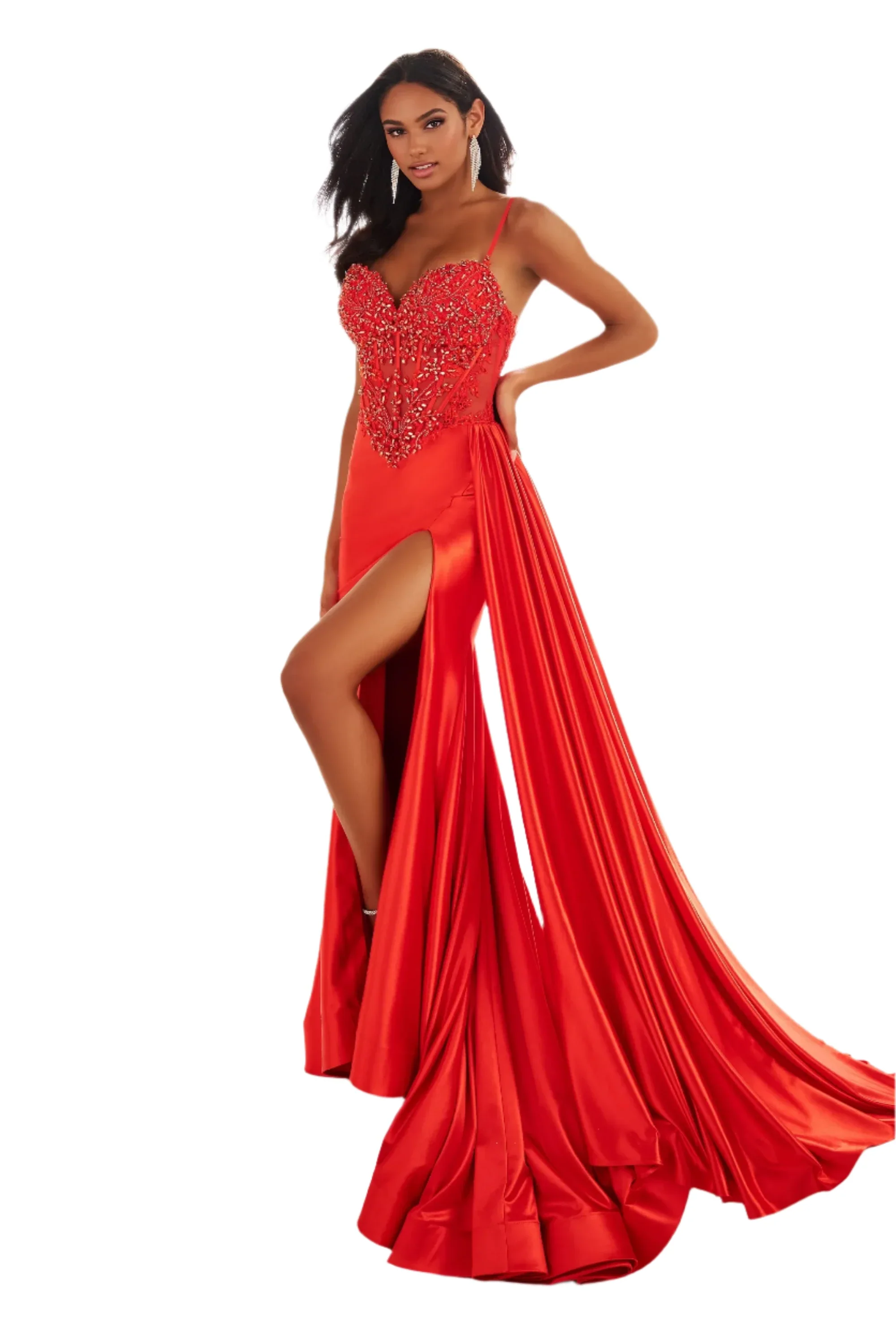 Ellie Wilde EW36064 Size 8 Rose Gold Long Sheer Lace Corset Prom Dress Overskirt Slit Pageant Formal Evening Gown - Image 6