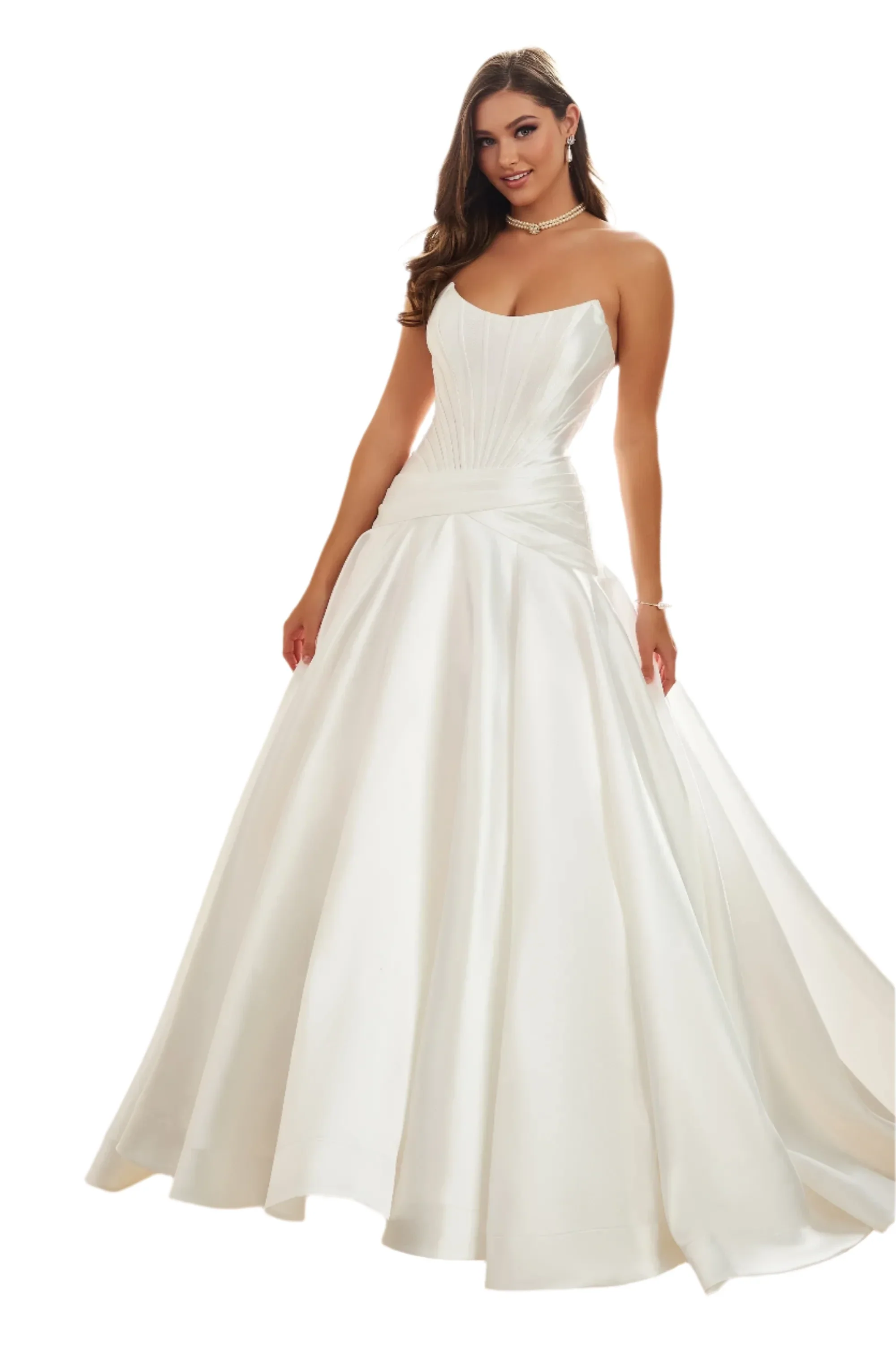 Ellie Wilde EW36105 Size 12 White Formal Dress Corset Wedding