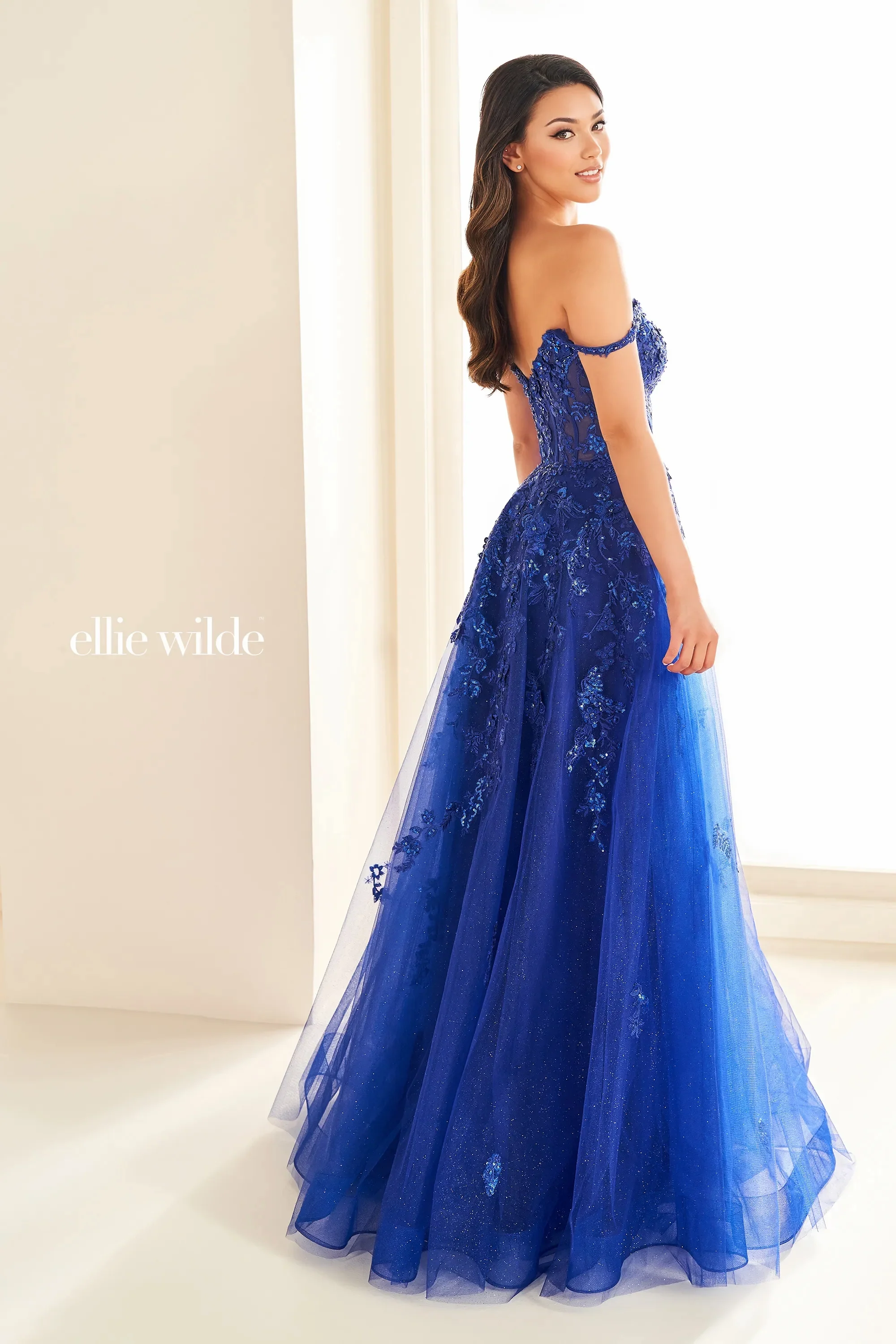 Ellie Wilde EW36204 Size 2, 22 Jade Sequin Lace Corset Prom Dress Beaded off the shoulder Gown - Image 5