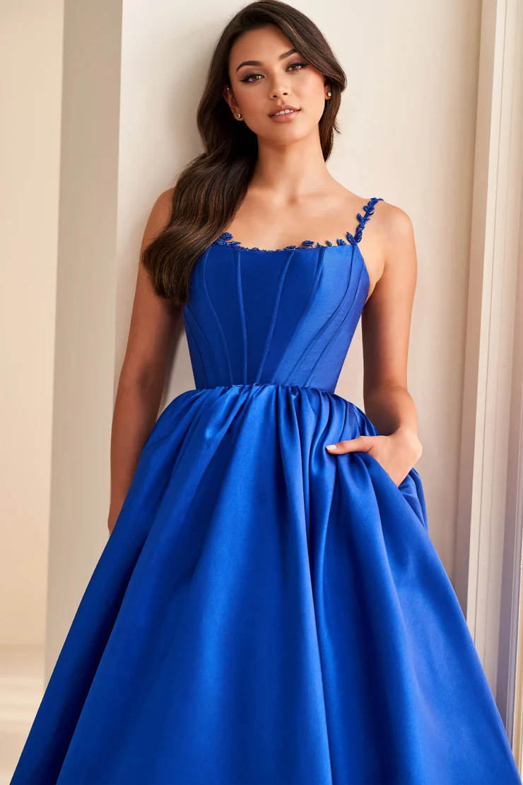 Ellie Wilde EW36221 Long Corset A Line Scoop Ballgown Prom Dress Formal Bridal Guest Couture - Image 2