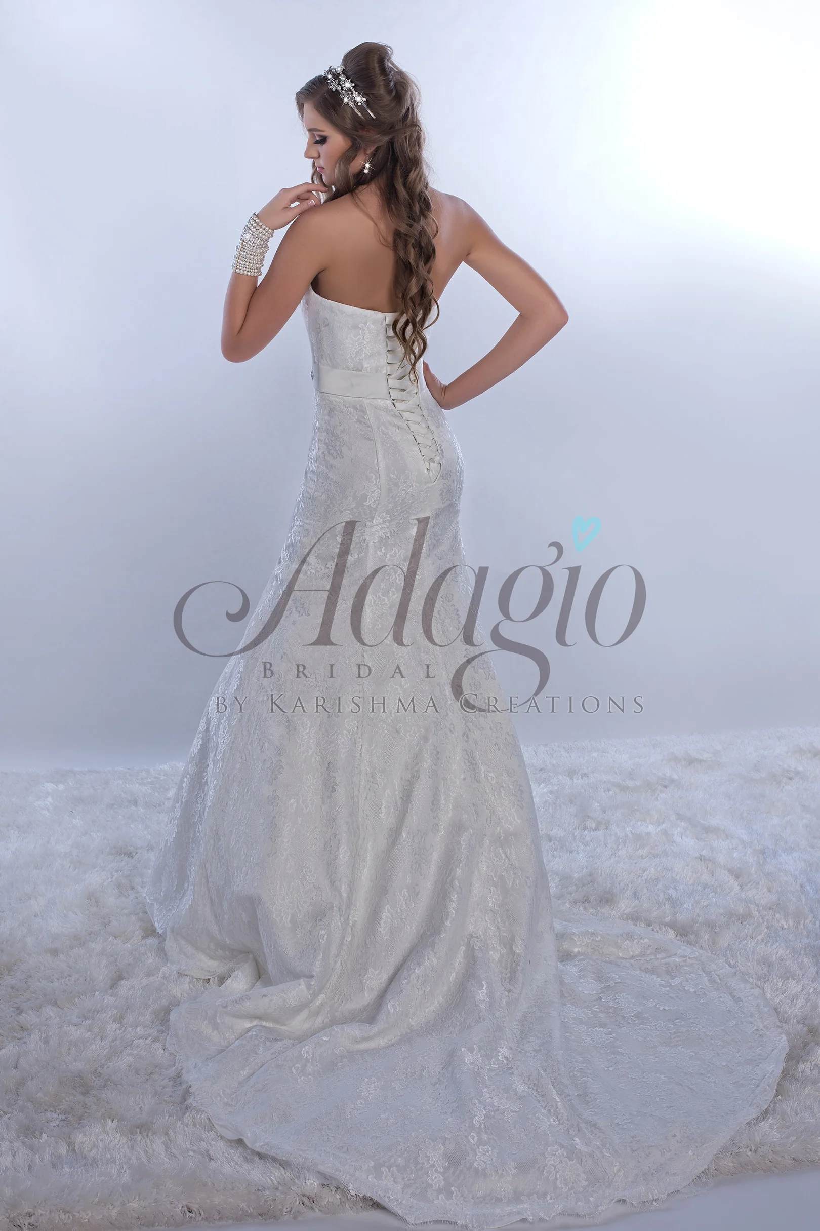 Adagio Bridal 9149 Size 14 Wedding Dress Long Lace Fit & Flare Corset Crystal Belt - Image 2
