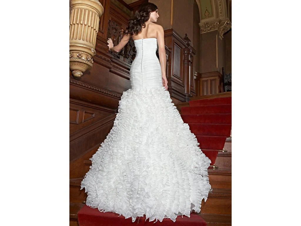 Impression Bridal 6807 Size 12 Fit & Flare Wedding Dress Ruffle Mermaid White - Image 3