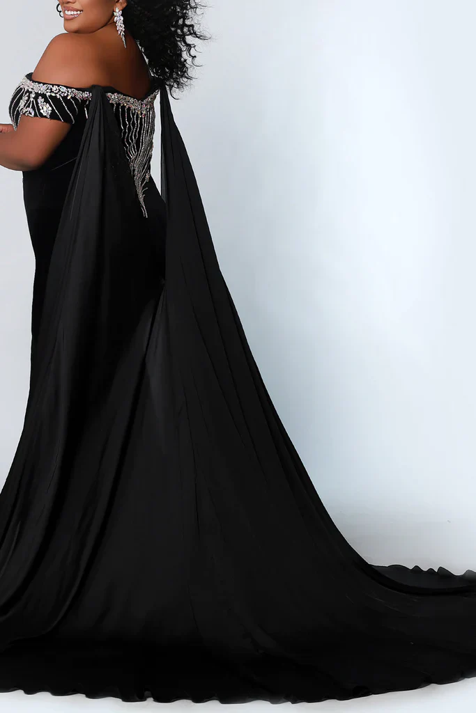 Sydneys Closet JK1202 Charmeuse Cape Plus Size Accessories - Image 2