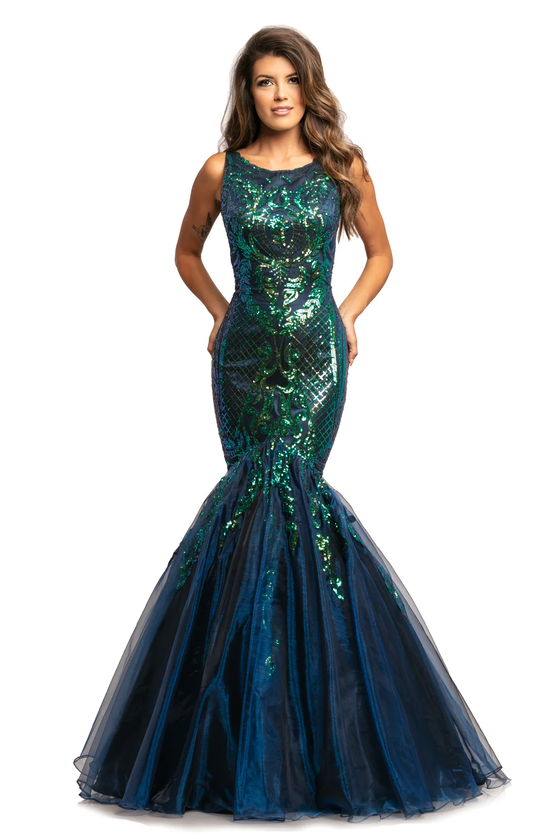 Johnathan Kayne 2018 Sequin Mermaid Iridescent Prom Dress size 2 Pageant Gown High Neck - Image 3