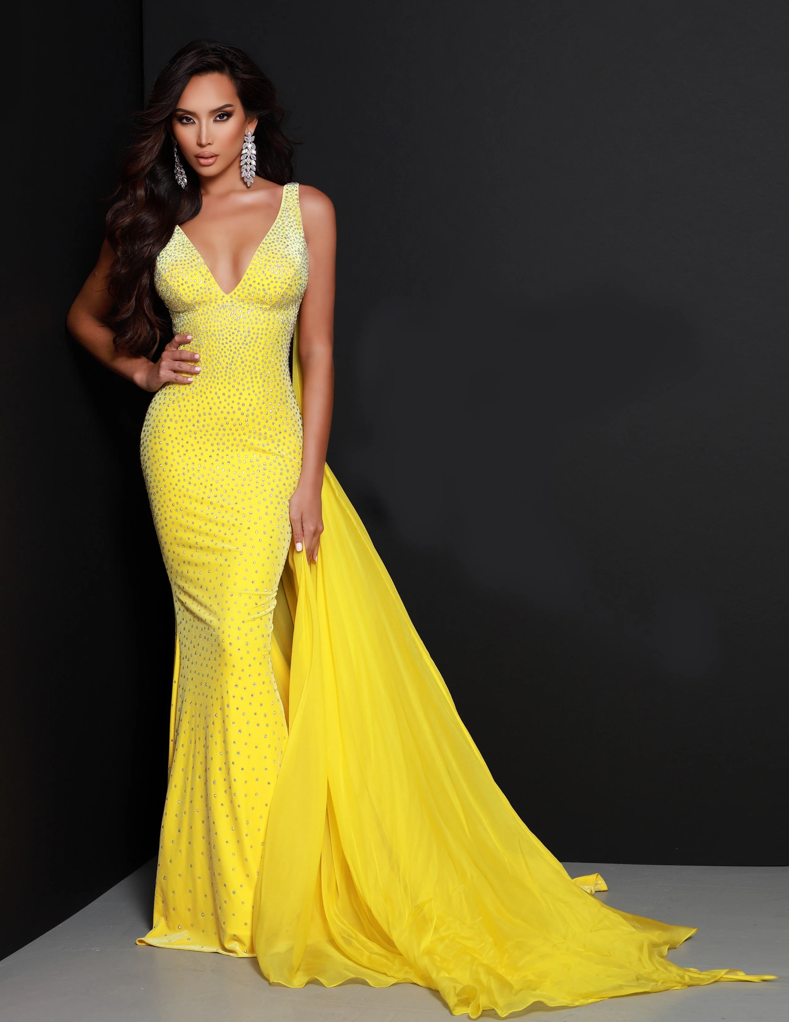 Johnathan Kayne 2308 size 2 Magenta Prom Dress V Neckline Embellished Velvet Long Train - Image 4