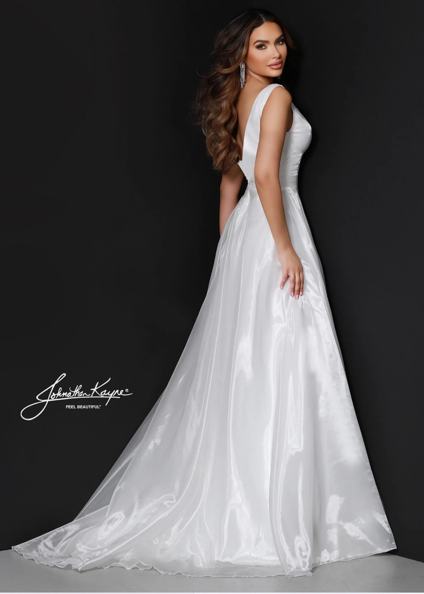 Johnathan Kayne 2538 Size 0, 14 WHITE A Line Dress Prom Pageant - Image 2