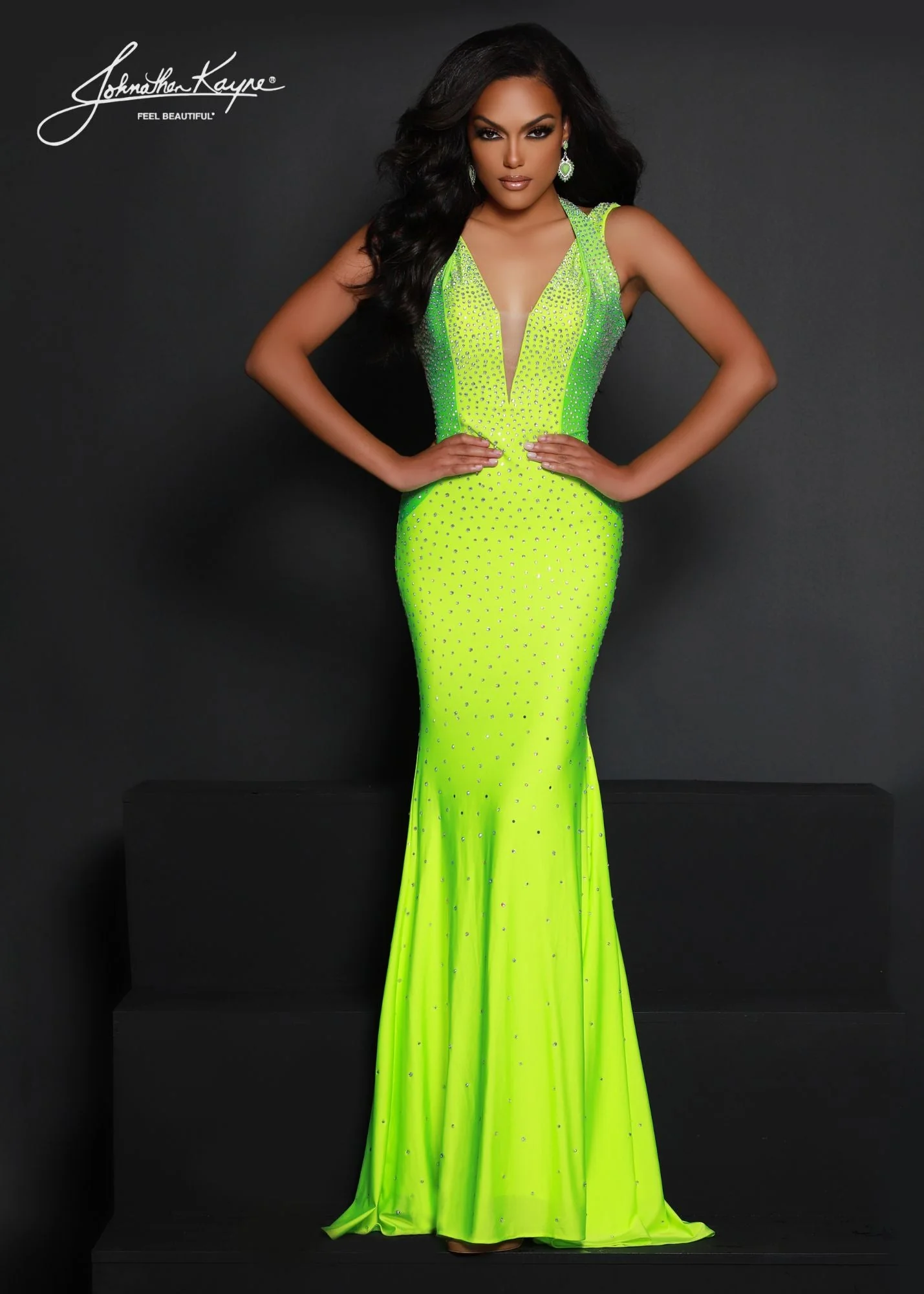 Johnathan Kayne 2611 Size 16 Barbie Pink Long Fitted Halter V Neck Corset Prom Dress Pageant Gown Crystal - Image 3