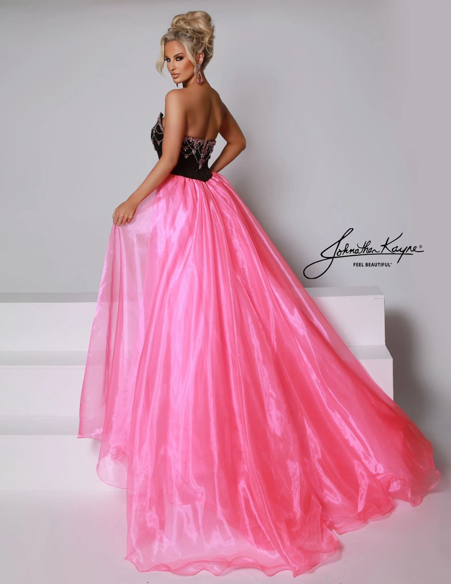 Johnathan Kayne 2945 Long Velvet Pageant Dress Overskirt Formal Gown Crystal Scoop Neck - Image 2