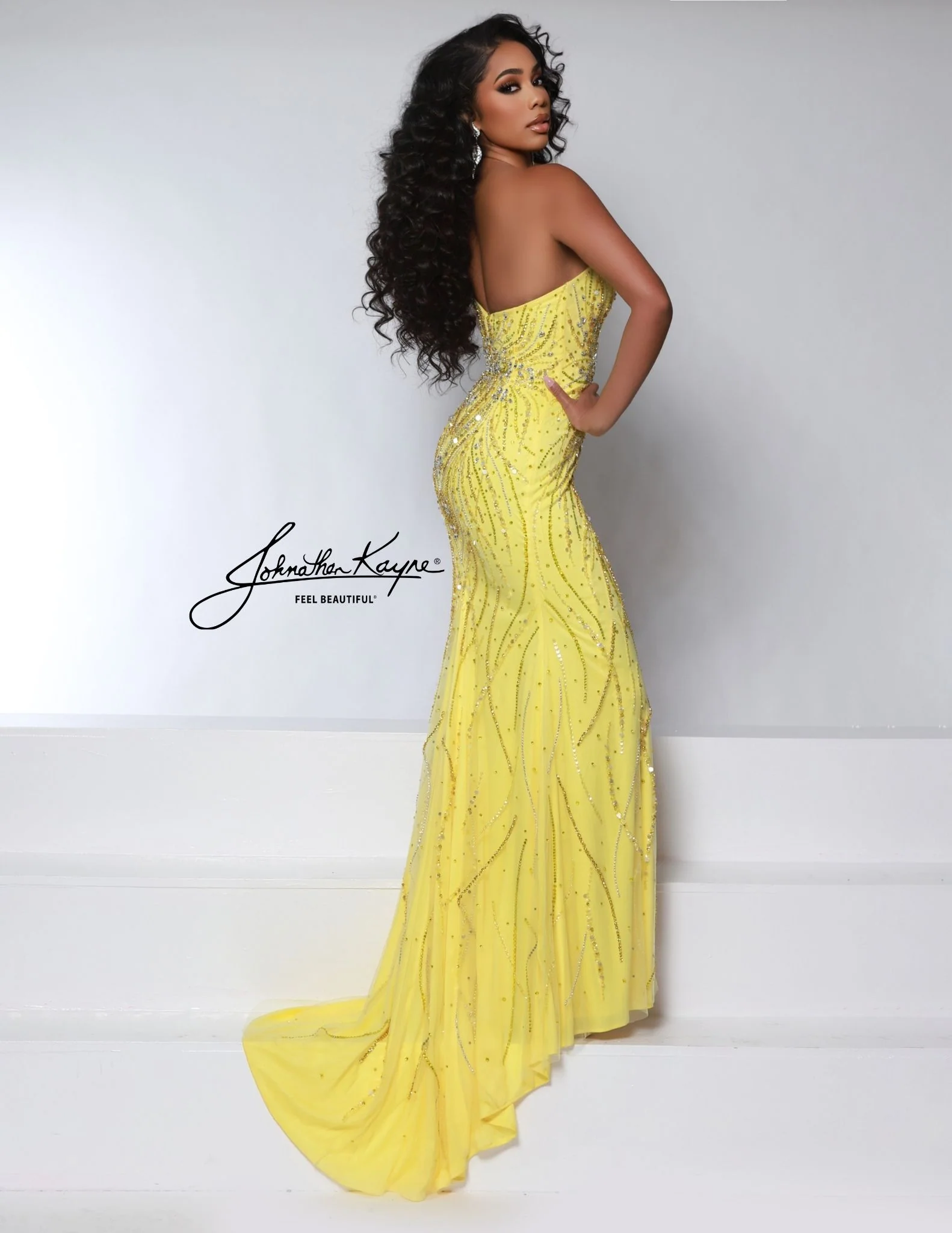 Johnathan Kayne 2956 One Shoulder Flower Formal Dress Crystal Sweetheart Evening Pageant Gown - Image 4